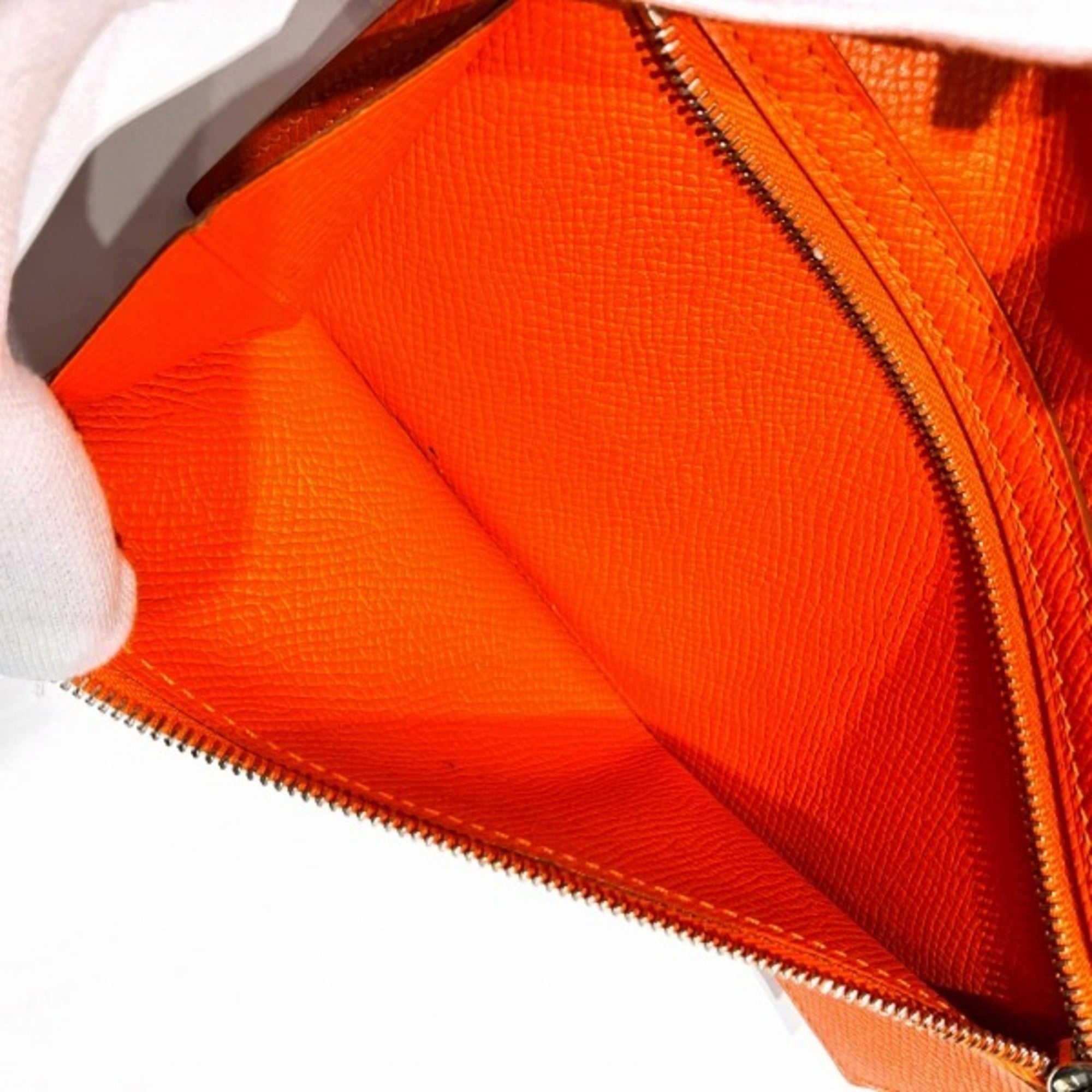 Hermes Orange Leather Long Wallet (Bi-Fold) (Pre-Owned)