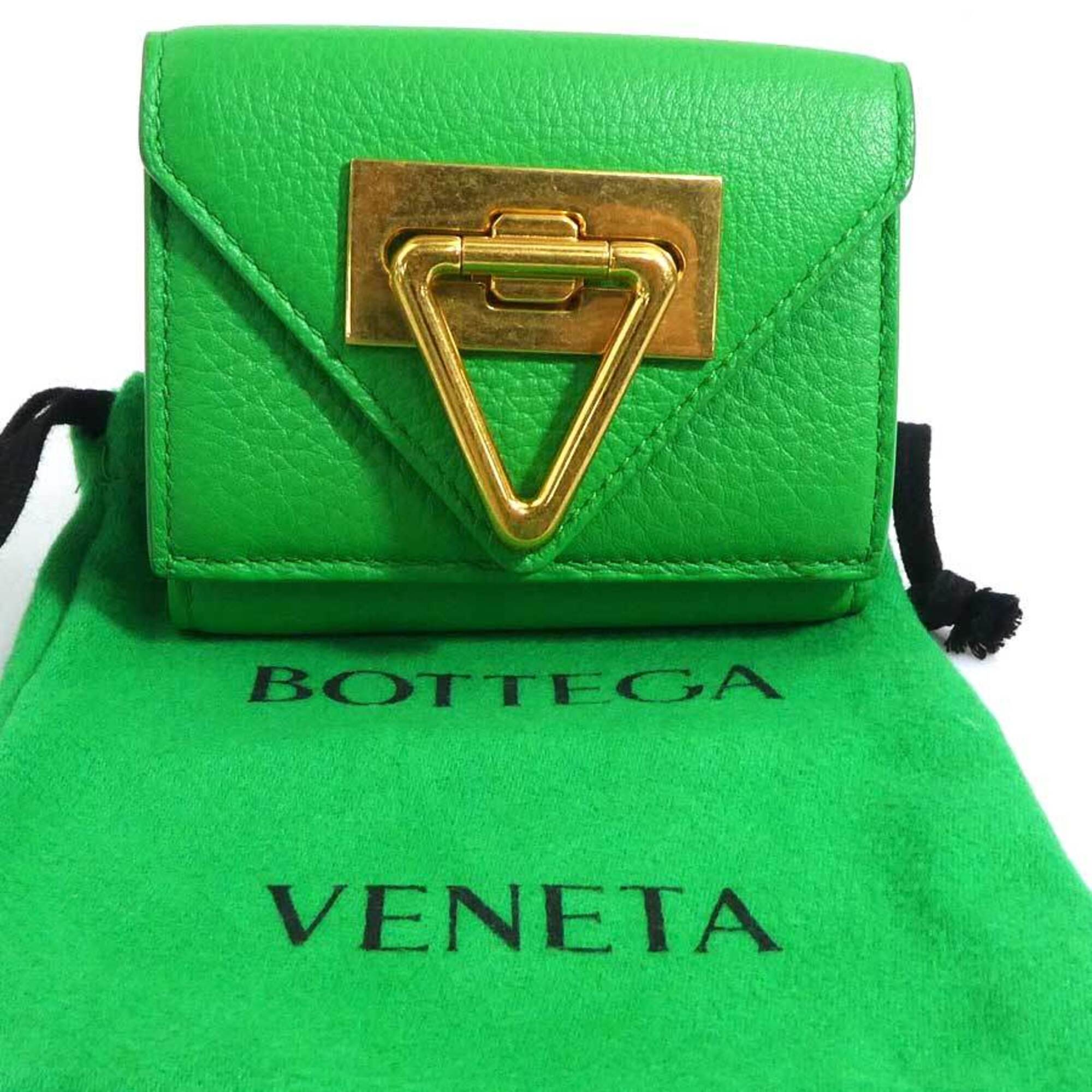Bottega Veneta Green Leather Wallet (Tri-Fold) (Pre-Owned)