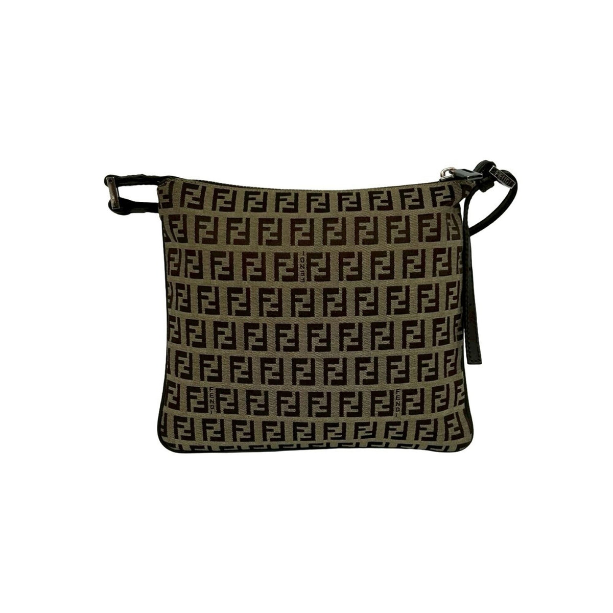 Fendi Brown Canvas Leather Pochette Shoulder Bag (Pre-Owned)