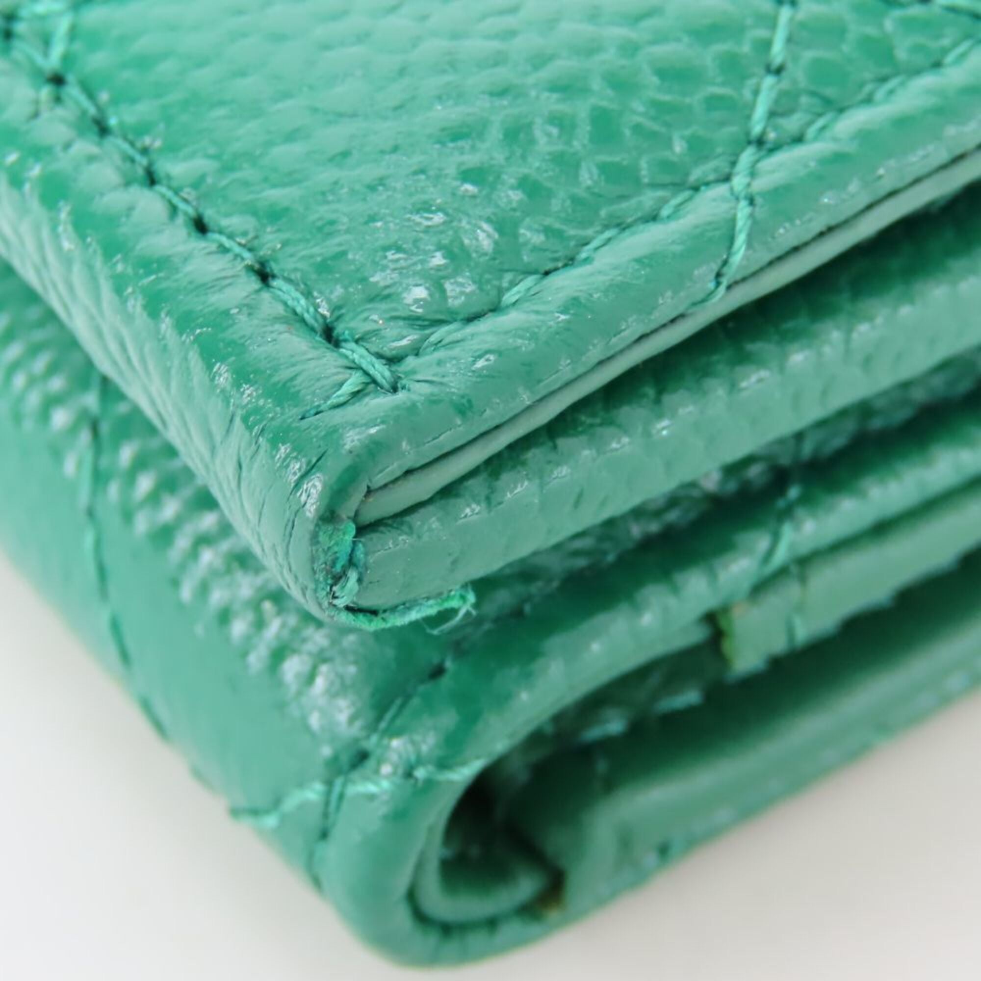 Chanel Green Grained Calfskin Wallet (Tri-Fold) (Pre-Owned)