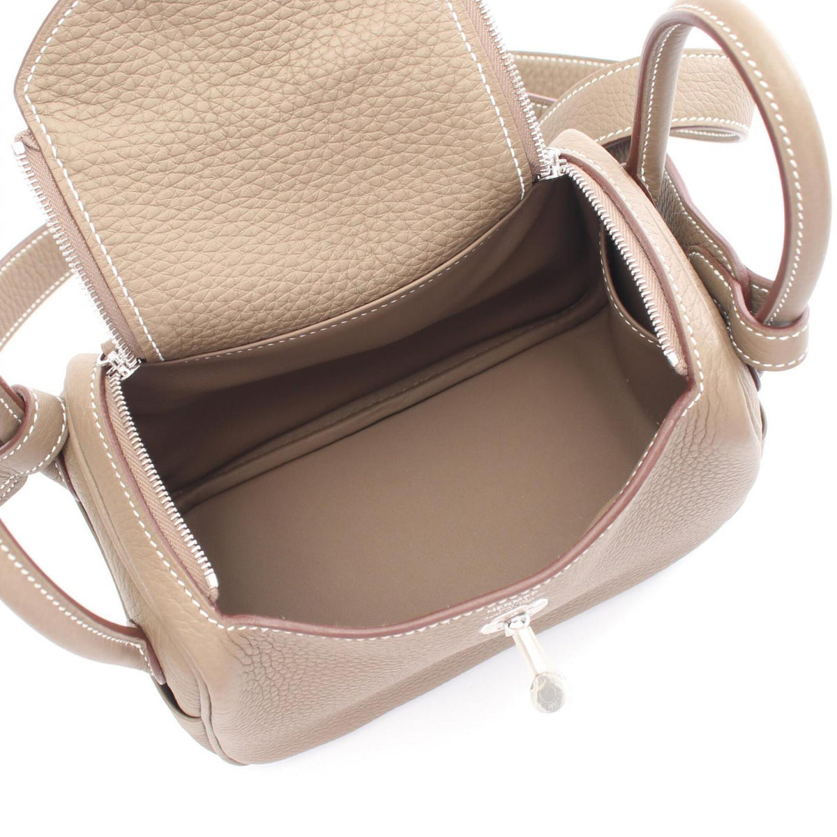Hermes Gray Taurillon Clemence Leather Handbag Shoulder Bag (Pre-Owned)