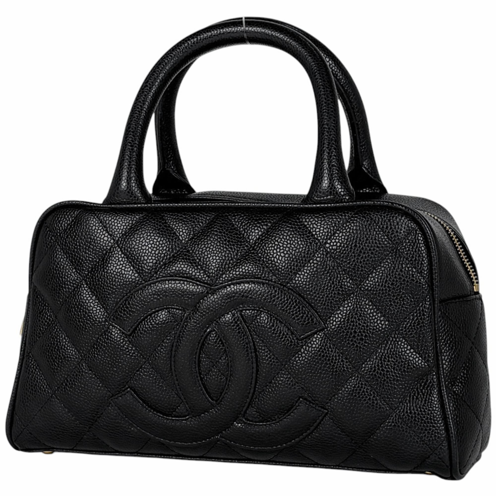 Chanel Black Grained Calfskin Handbag (Pre-Owned)