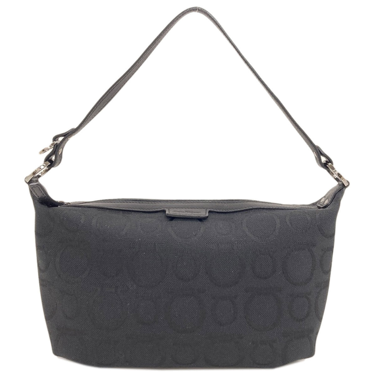 Salvatore Ferragamo Gancini Black Canvas Handbag (Pre-Owned)