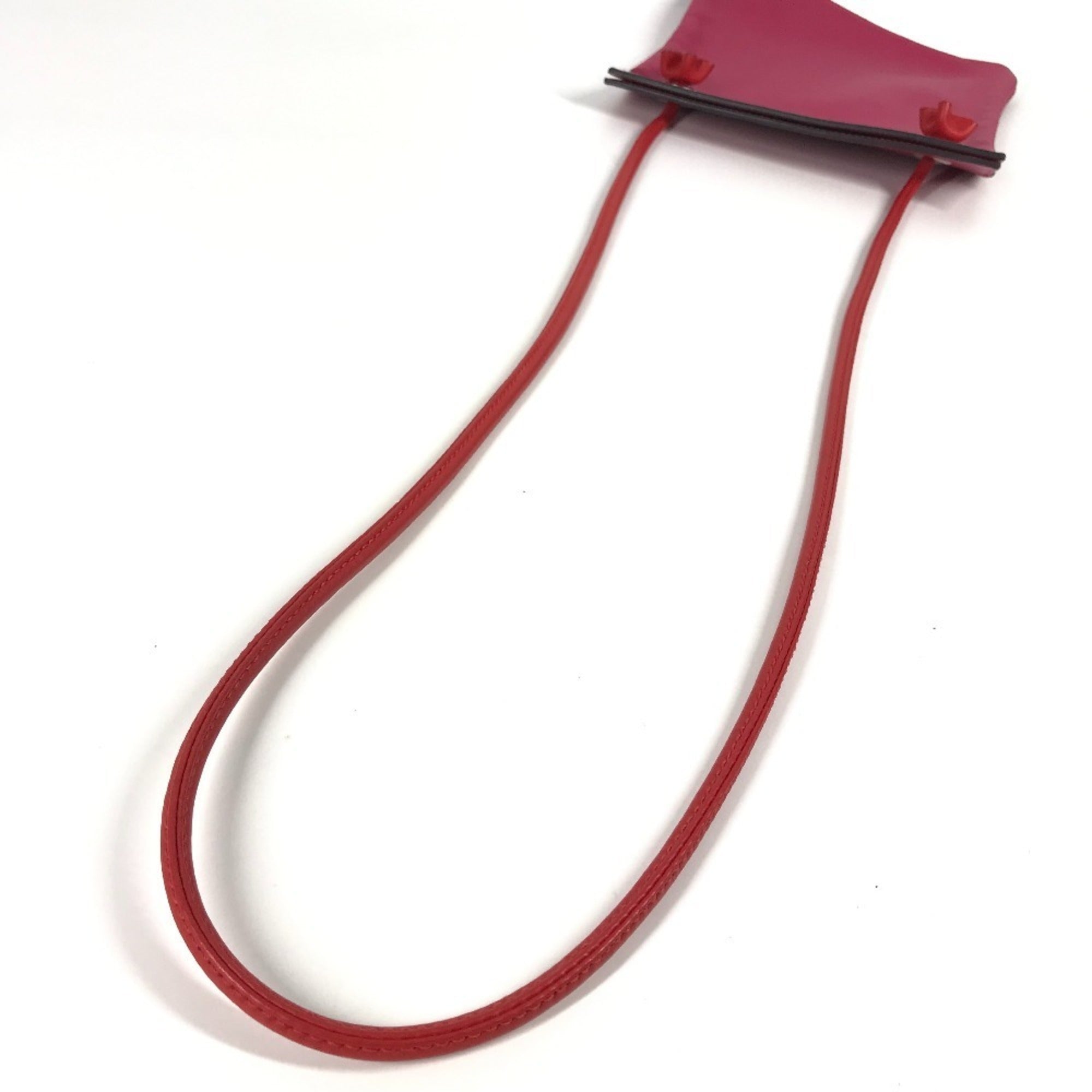 Hermes Pink Red Color Leather Pochette Shoulder Bag (Pre-Owned)