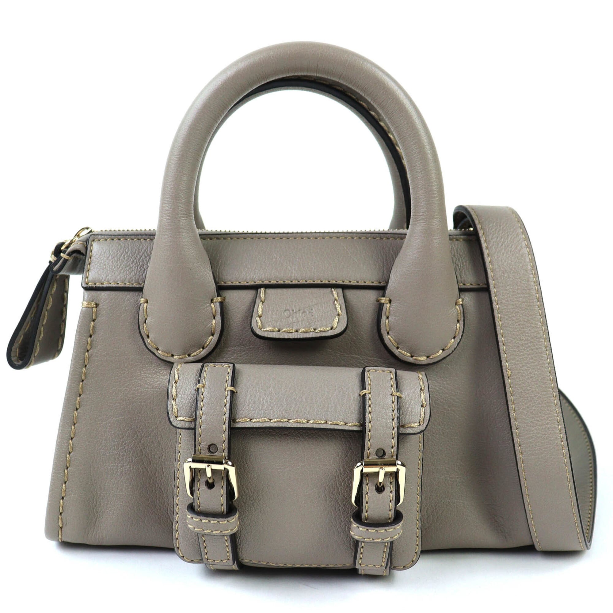 Chloé Gray Leather Handbag Shoulder Bag (Pre-Owned)