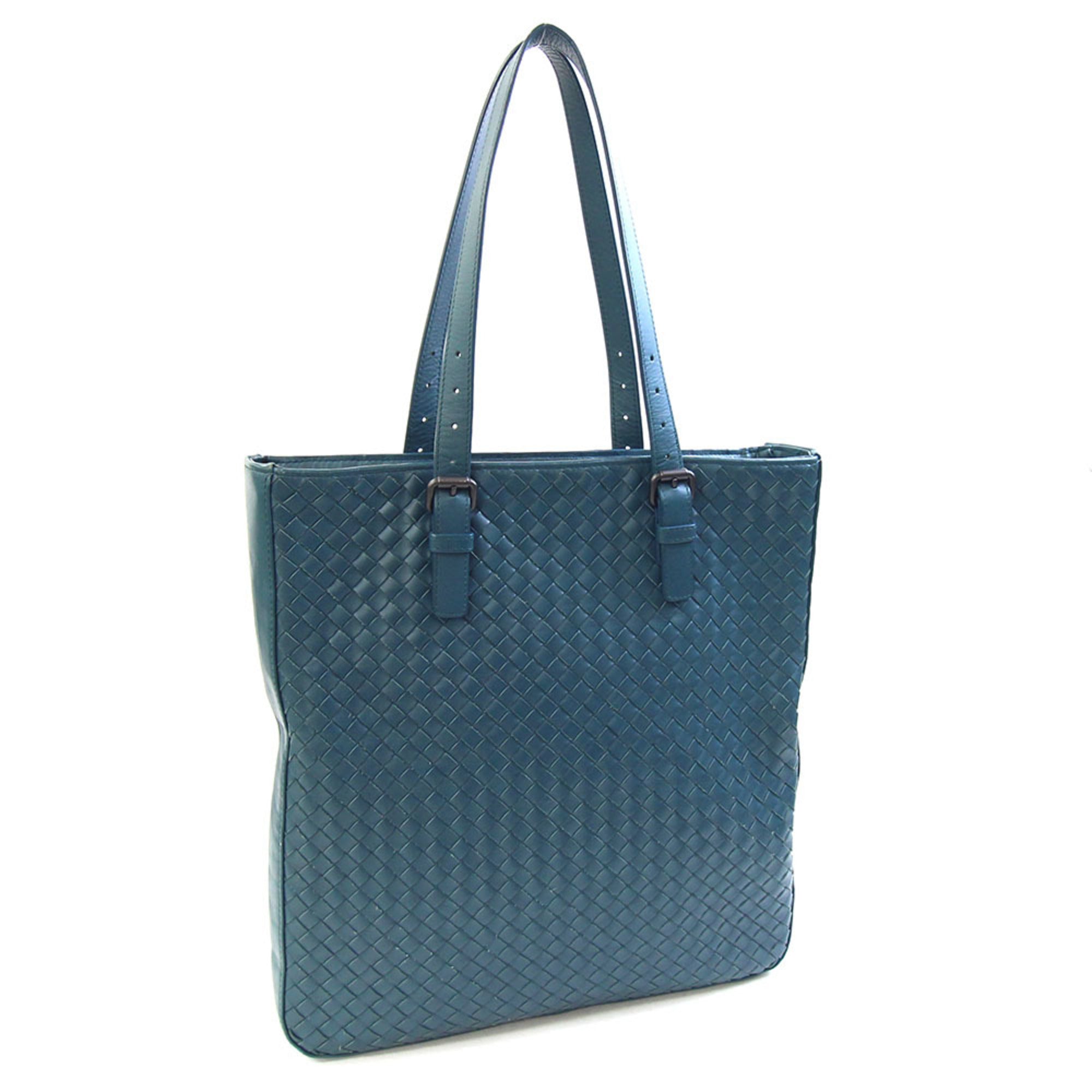 Bottega Veneta Intrecciato Navy Leather Tote Bag (Pre-Owned)