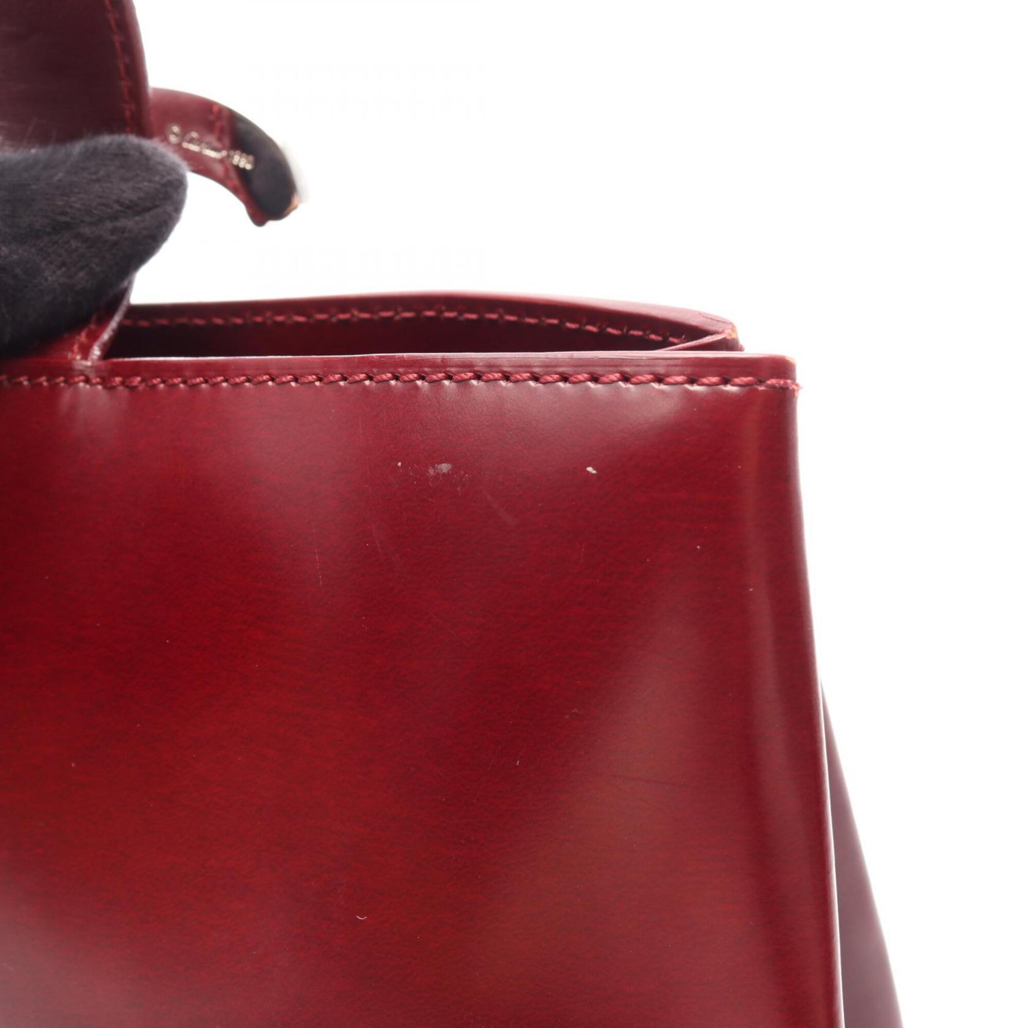 Cartier Bordeaux Leather Handbag Shoulder Bag (Pre-Owned)