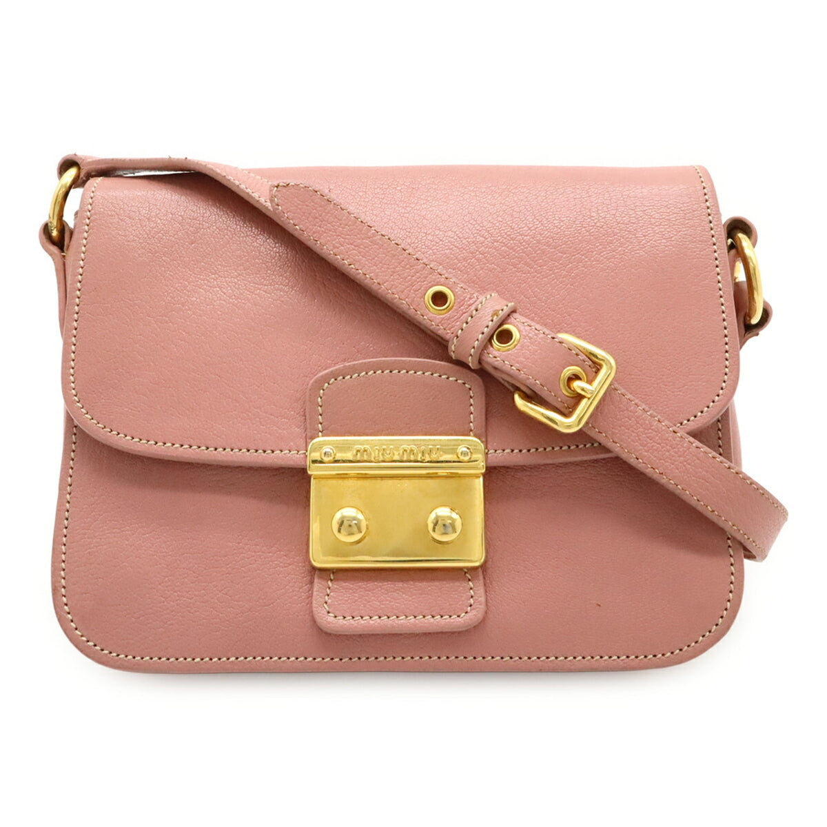 Miu Miu Pink Leather Pochette Shoulder Bag (Pre-Owned)
