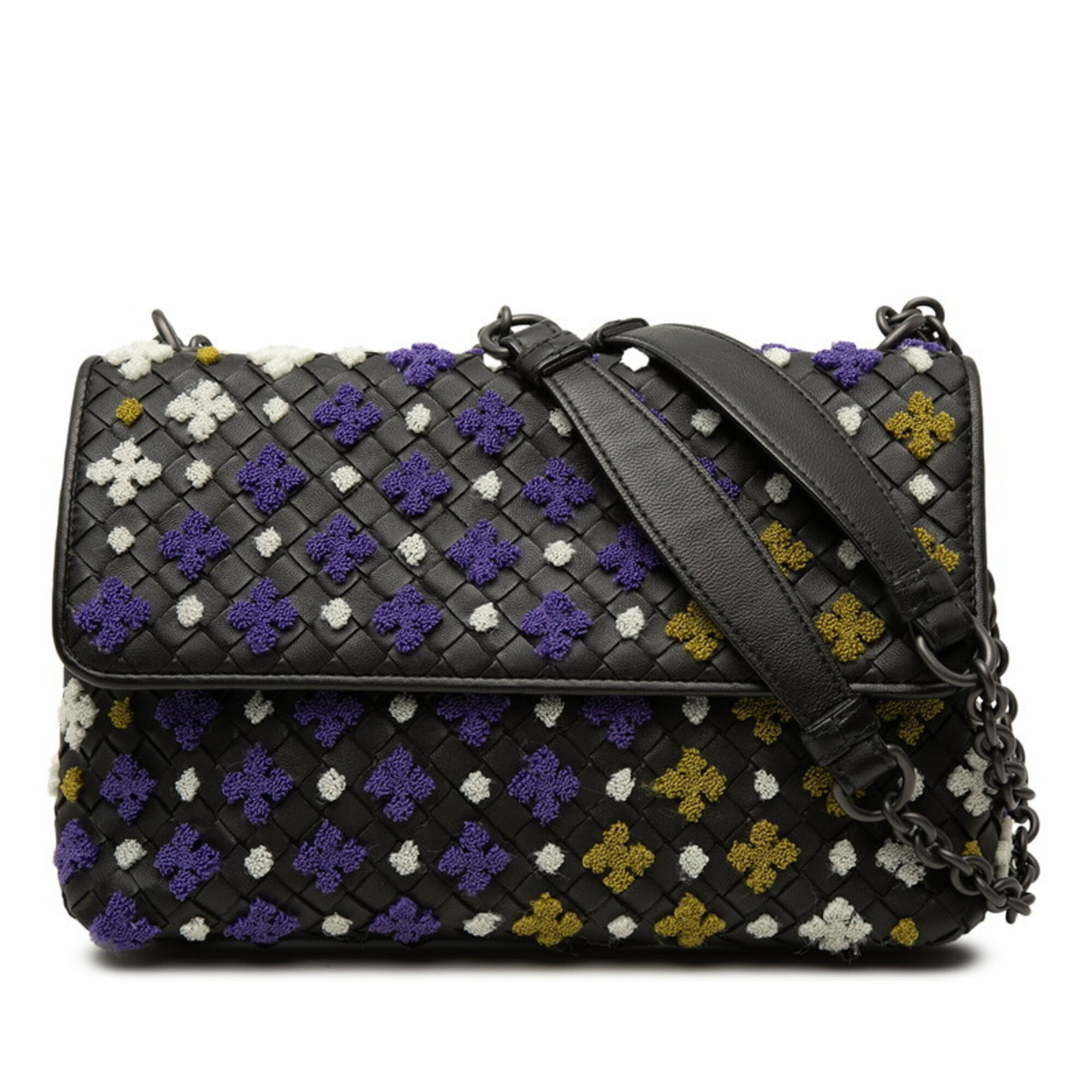 Bottega Veneta Black Purple Yellow Leather Shoulder Bag (Pre-Owned)