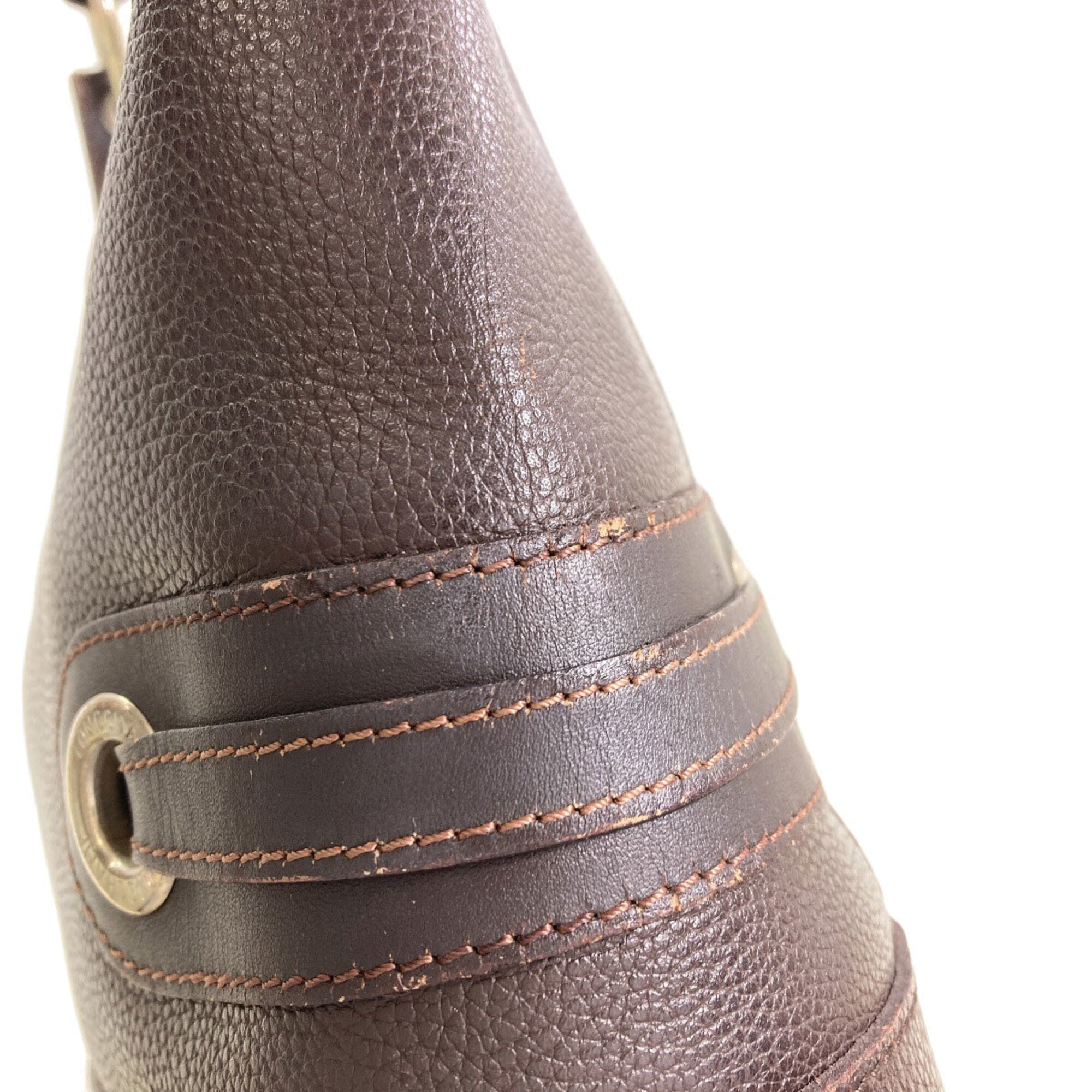 Longchamp Dark Brown Leather Shoulder Bag (Pre-Owned)