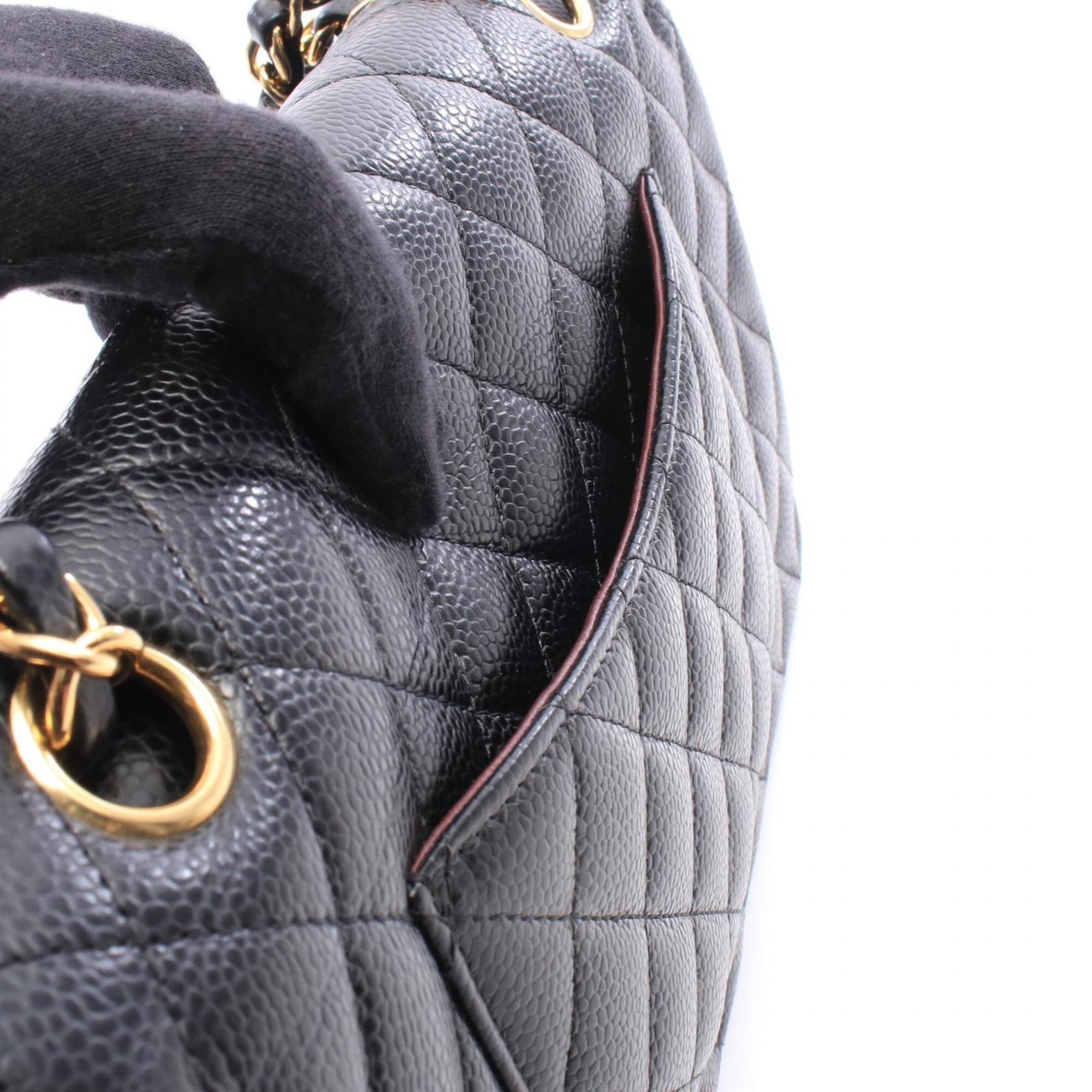 Chanel Black Grained Calfskin Handbag Shoulder Bag (Pre-Owned)