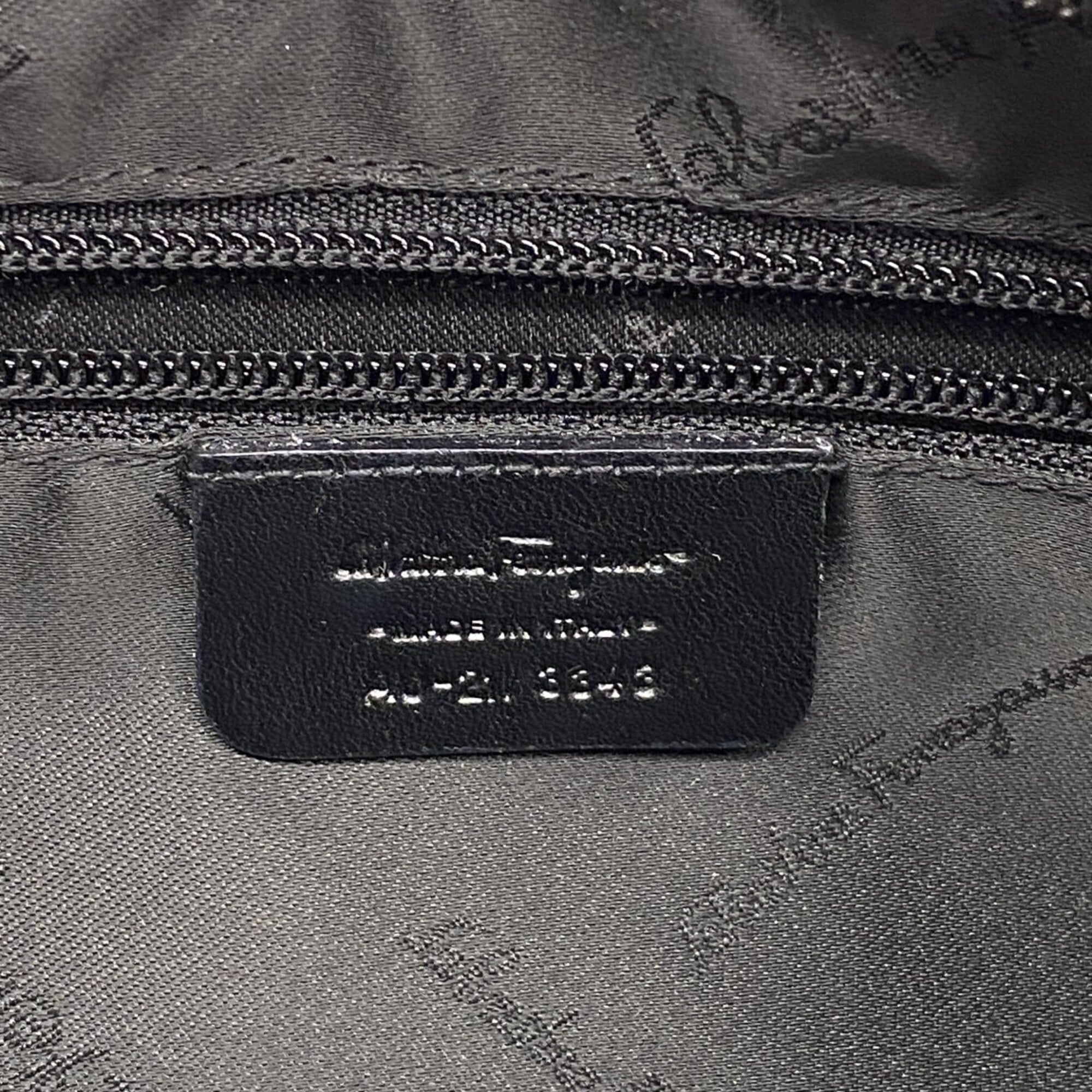 Salvatore Ferragamo Black Canvas Shoulder Bag (Pre-Owned)