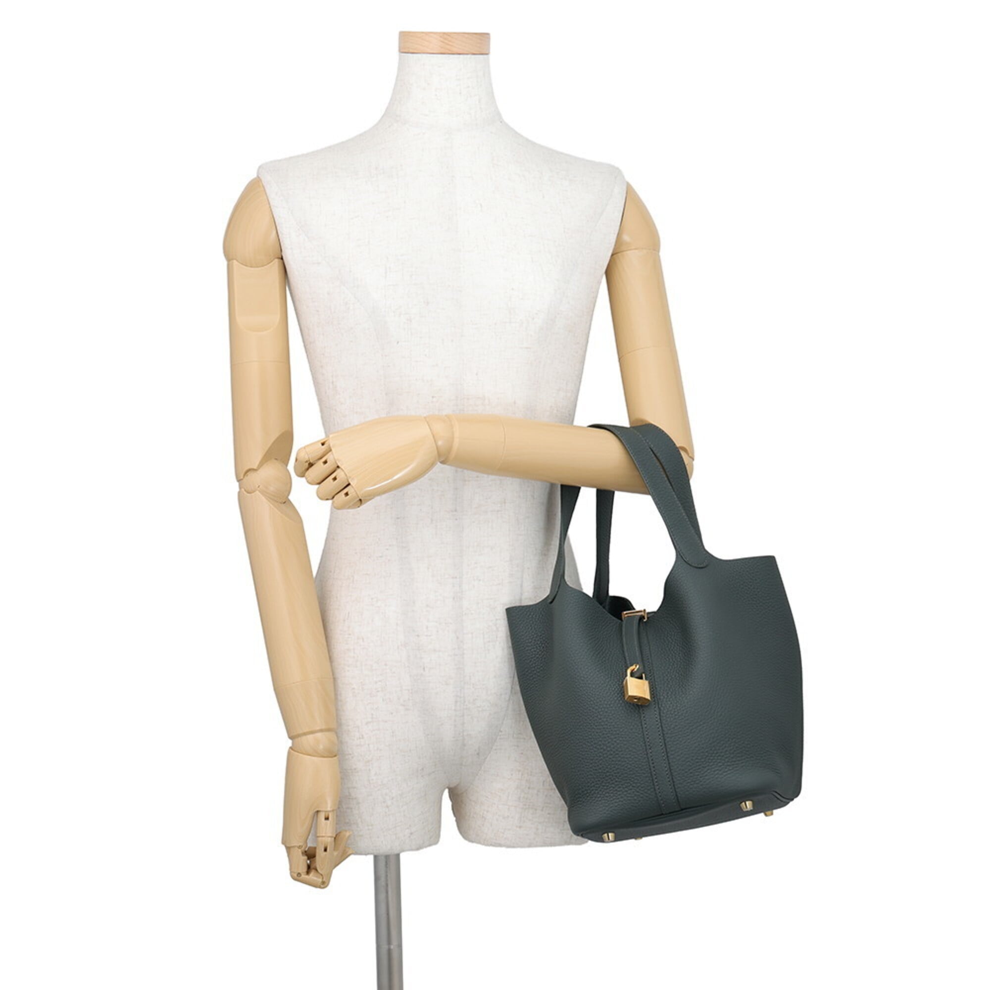 Hermes Picotin Vert Taurillon Clemence Leather Handbag Tote Bag (Pre-Owned)