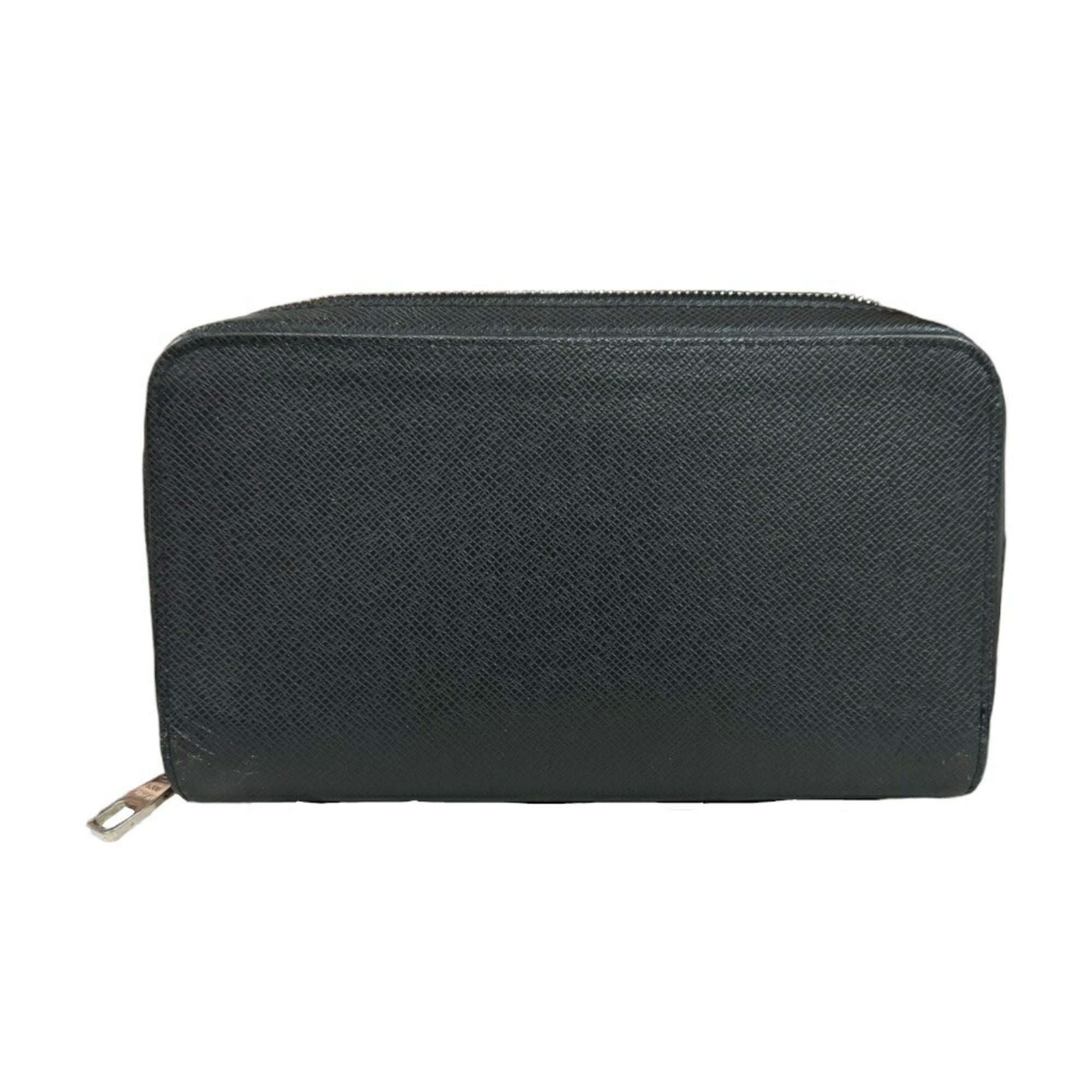 Louis Vuitton Black Taiga Leather Long Wallet (Bi-Fold) (Pre-Owned)