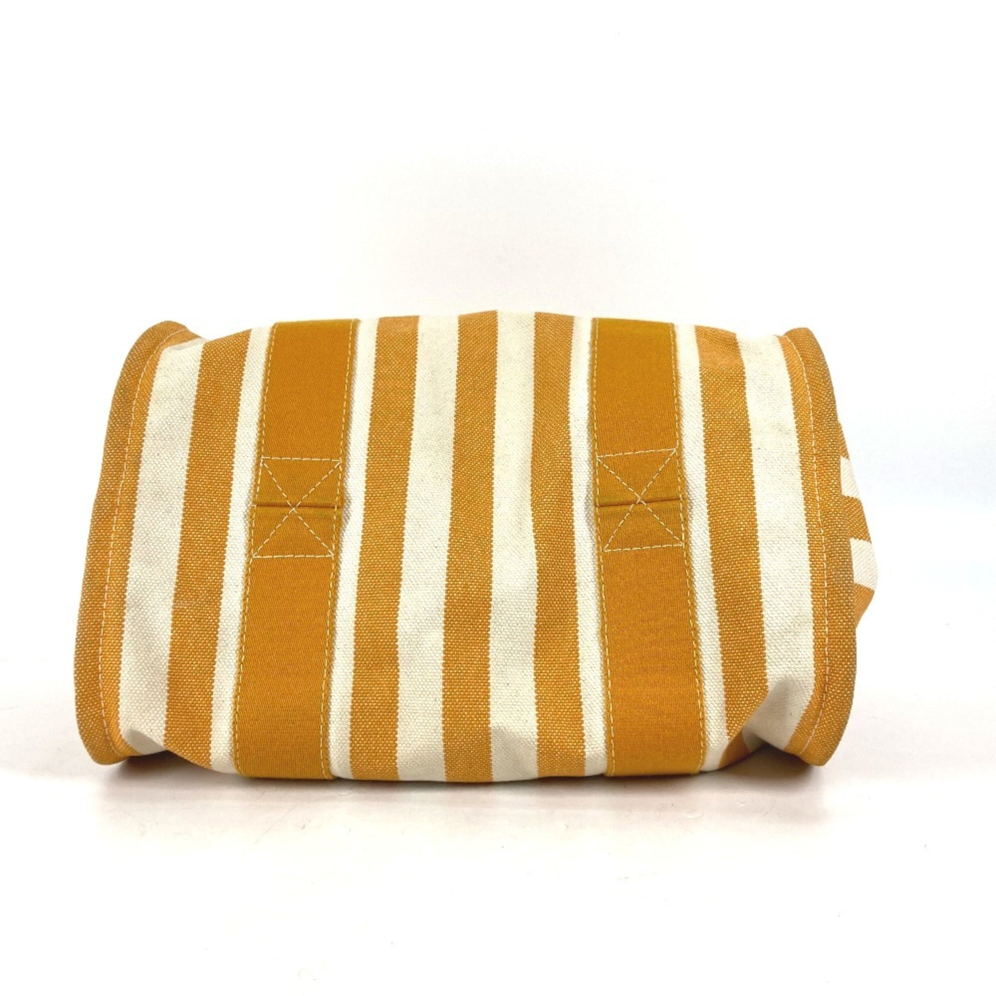 Hermes Orange White Canvas Handbag Tote Bag (Pre-Owned)