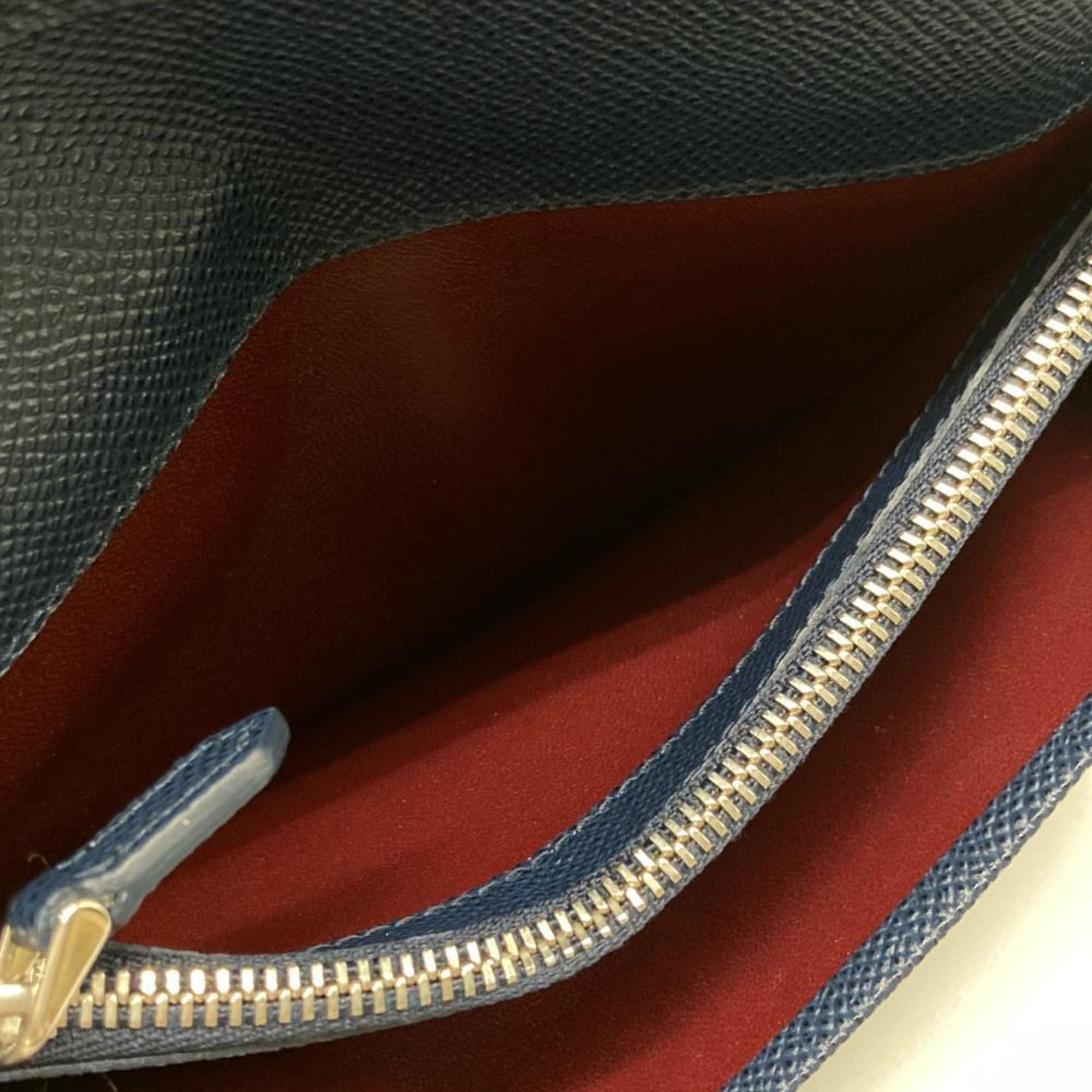 Bvlgari Navy Leather Coin Purse/Coin Case (Pre-Owned)