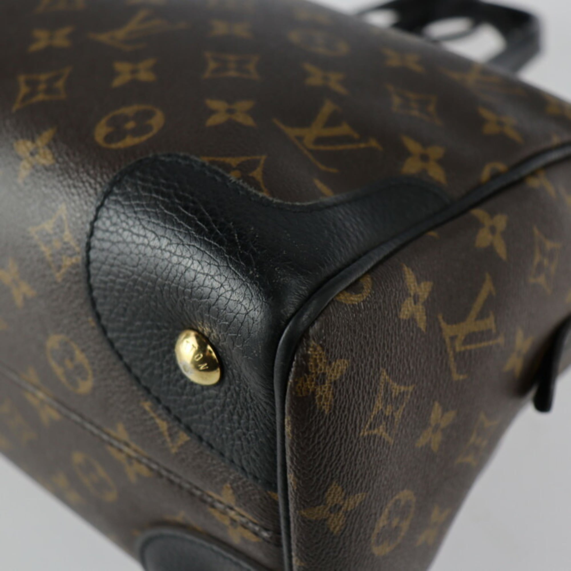 Louis Vuitton Black Brown Monogram Monogram Leather Boston Bag Handbag Shoulder Bag Tote Bag (Pre-Owned)
