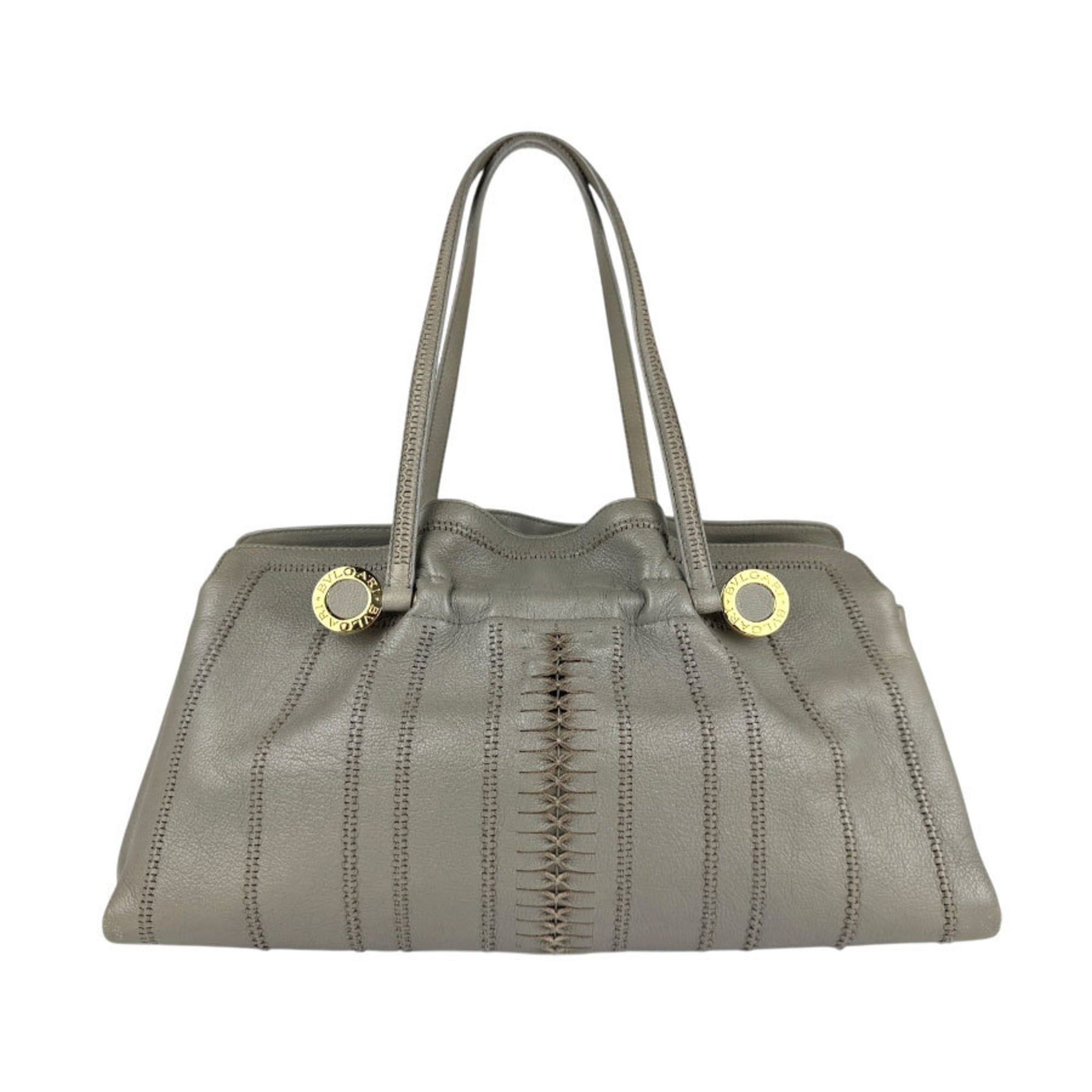 Bvlgari Gray Leather Shoulder Bag (Pre-Owned)