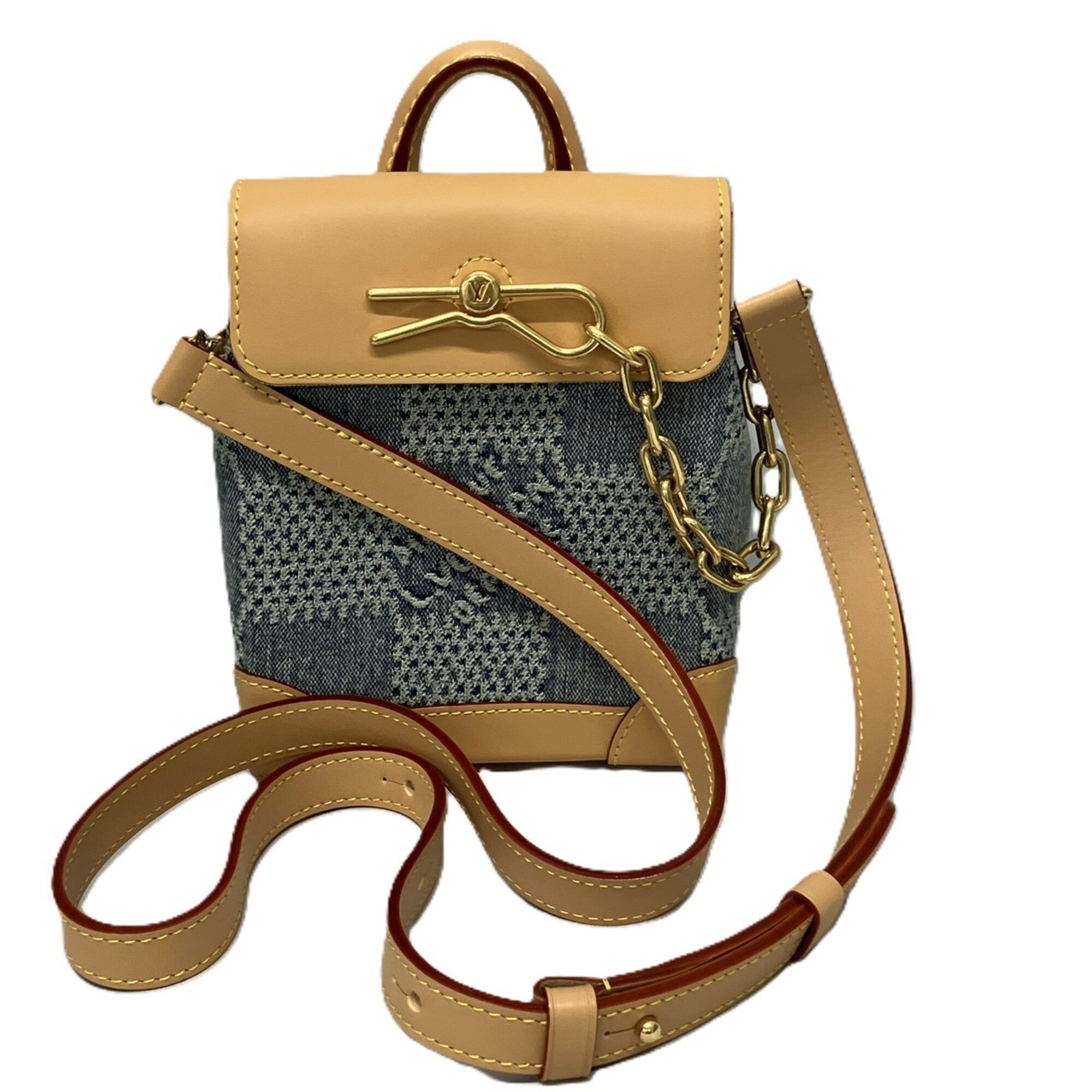 Louis Vuitton Blue Denim Leather Shoulder Bag (Pre-Owned)