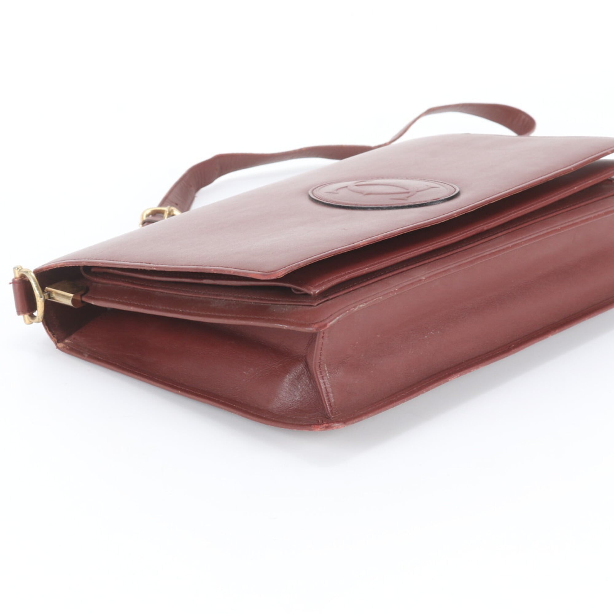 Cartier Wine Red Leather Handbag Shoulder Bag Tote Bag (Pre-Owned)