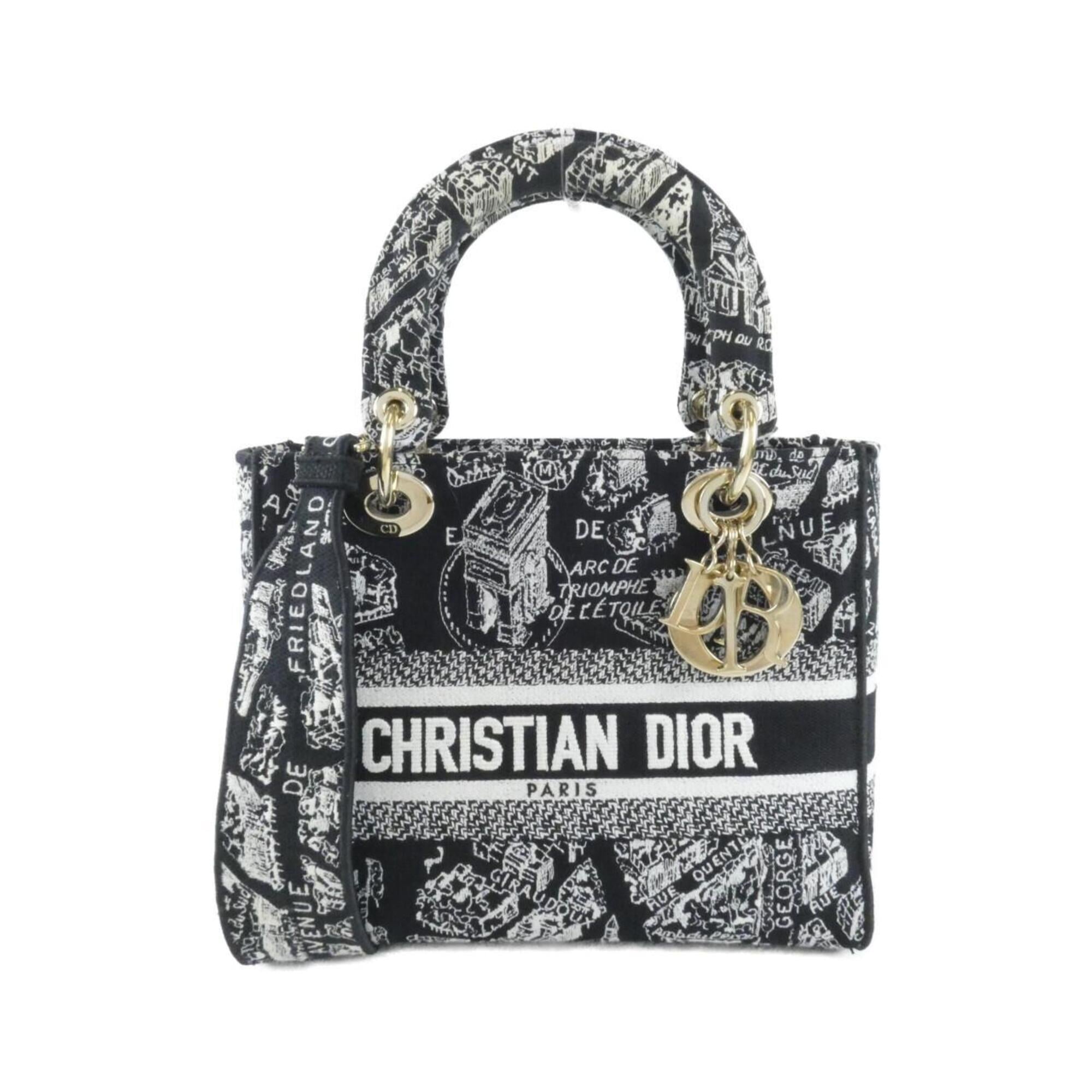Christian Dior Black White Canvas Handbag (Pre-Owned)