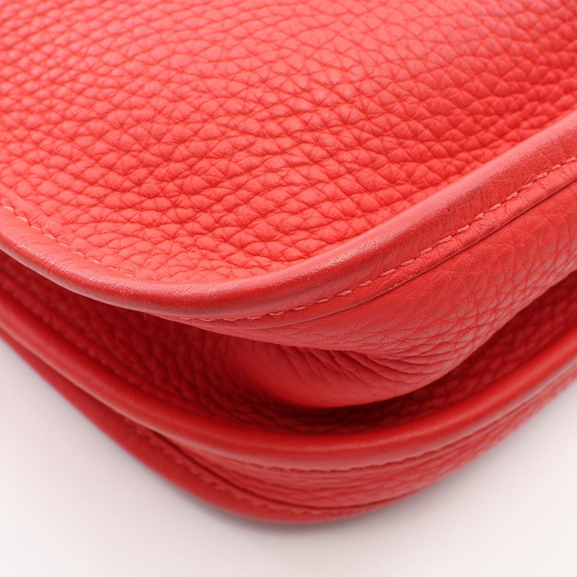 Hermes Red Color Taurillon Clemence Leather Handbag Shoulder Bag (Pre-Owned)