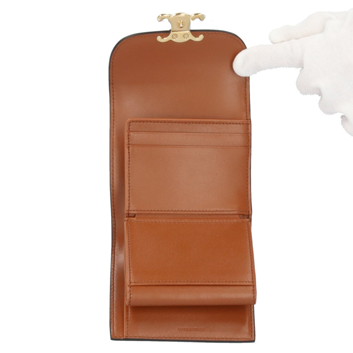 Celine Beige Brown Canvas Leather Wallet (Tri-Fold) (Pre-Owned)