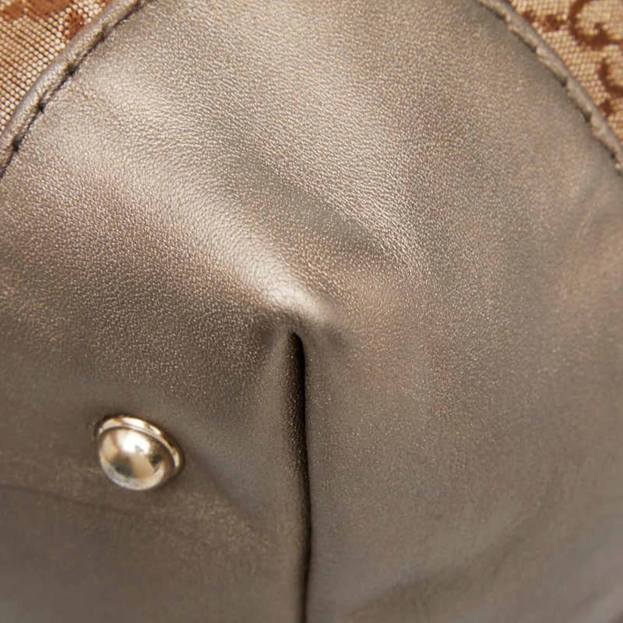 Gucci Brown Canvas Leather Shoulder Bag (Pre-Owned)
