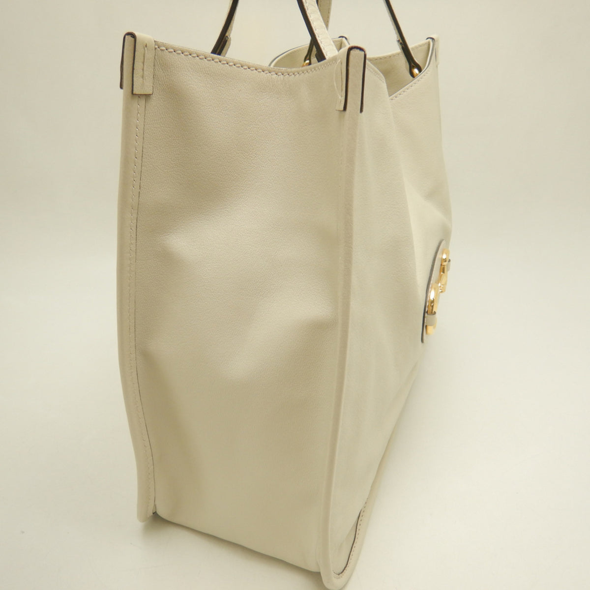 Gucci Horsebit Ivory Leather Tote Bag (Pre-Owned)