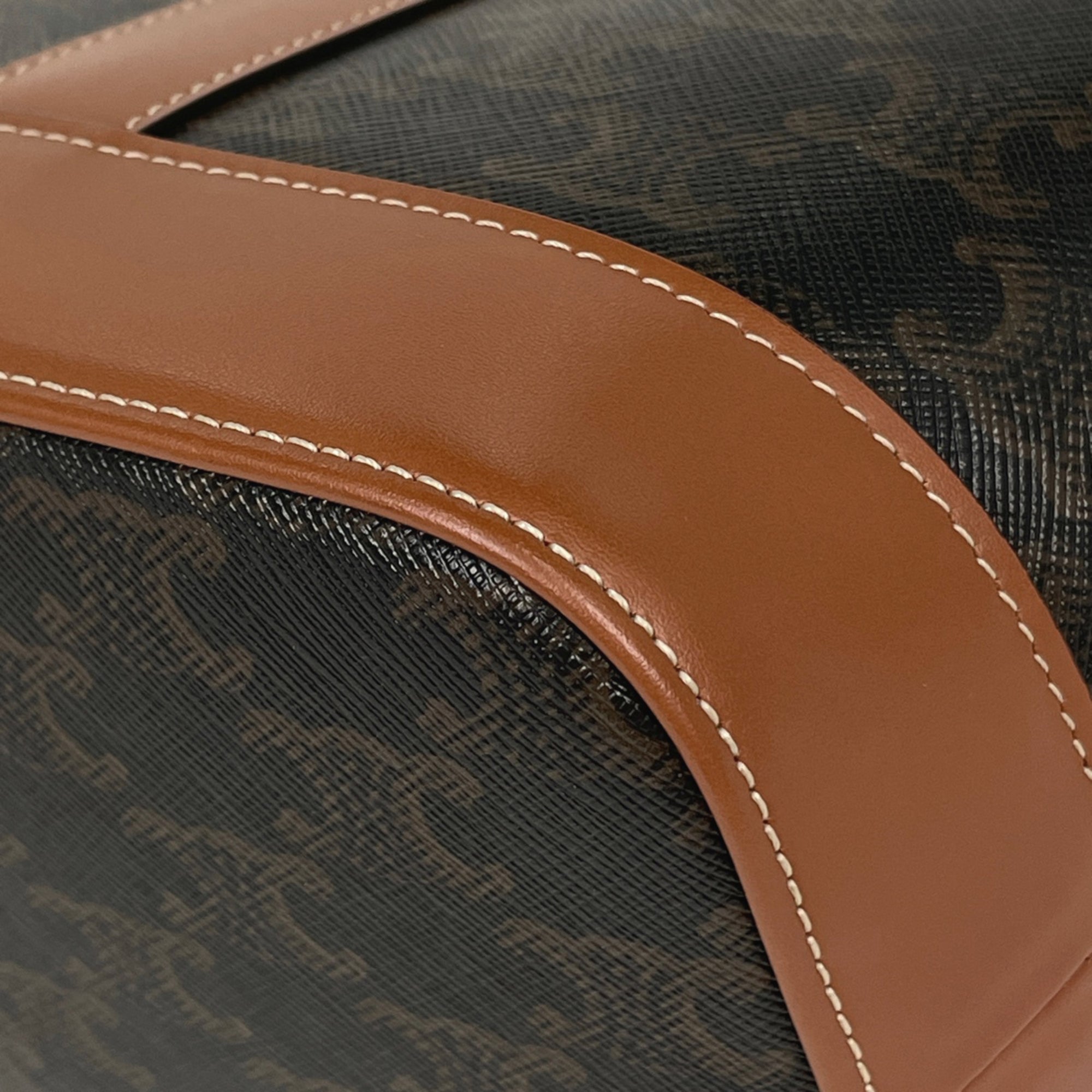 Celine Brown Coated Canvas Leather Shoulder Bag (Pre-Owned)