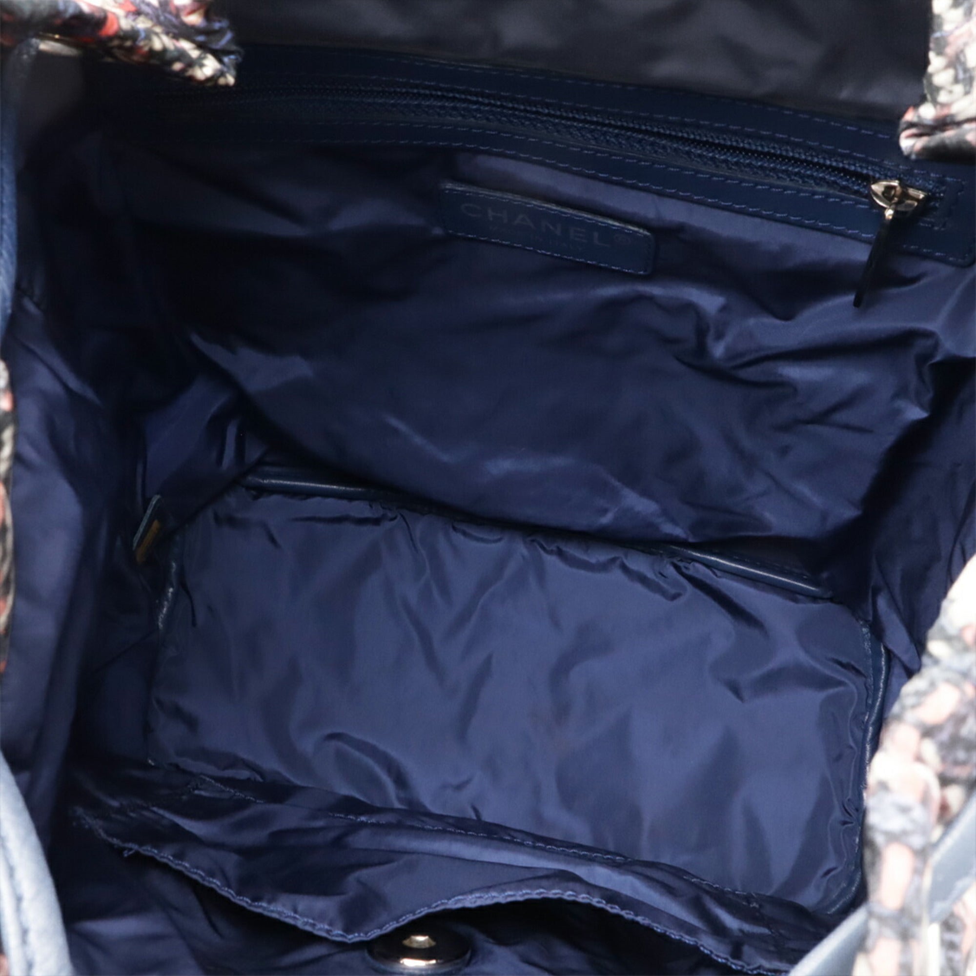 Chanel Blue Pink Nylon Leather Backpack (Pre-Owned)