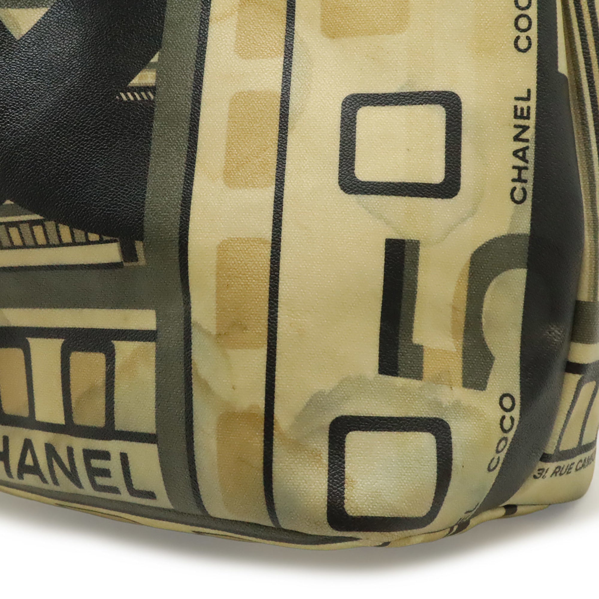 Chanel Beige Navy Pvc Leather Shoulder Bag Tote Bag (Pre-Owned)