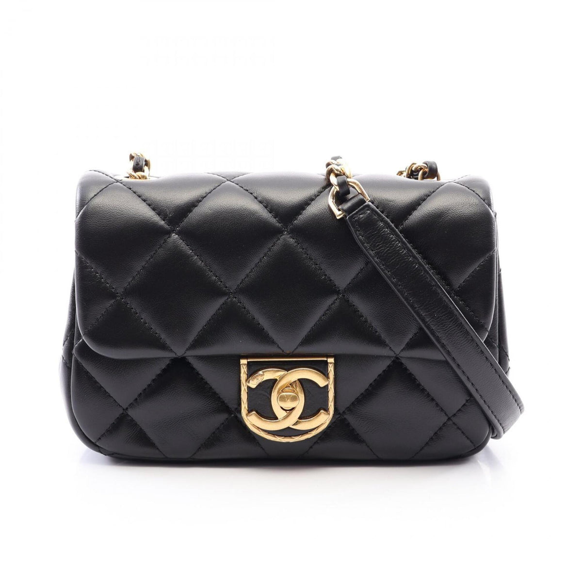 Chanel Black Leather Handbag Shoulder Bag (Pre-Owned)