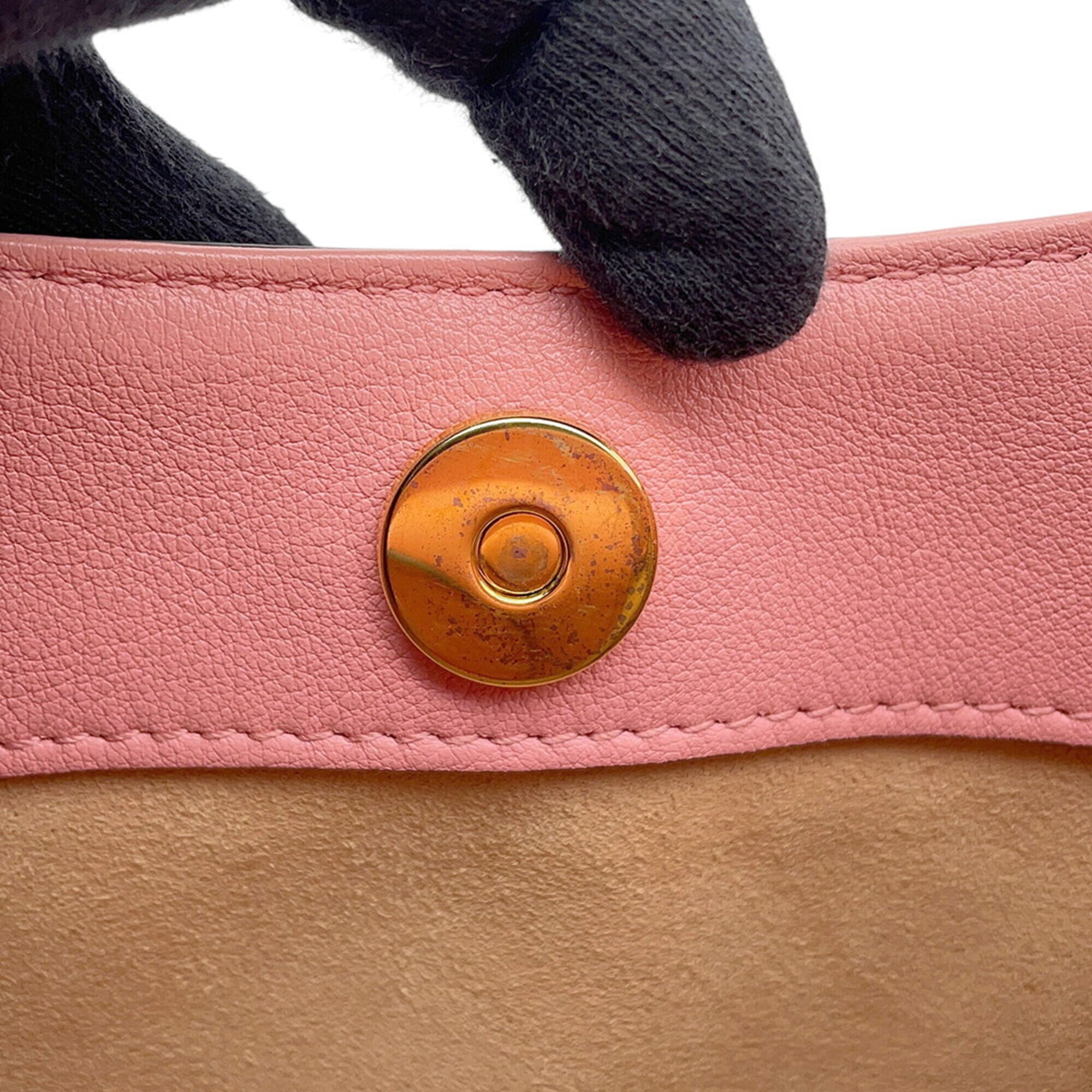 Gucci Bamboo Pink Bamboo Leather Handbag (Pre-Owned)