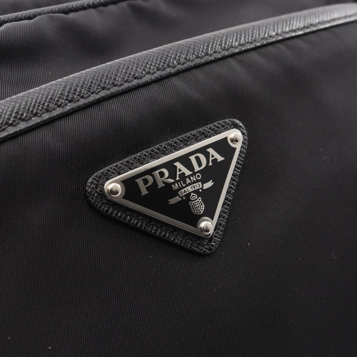 Prada Black Nylon Leather Handbag Shoulder Bag (Pre-Owned)