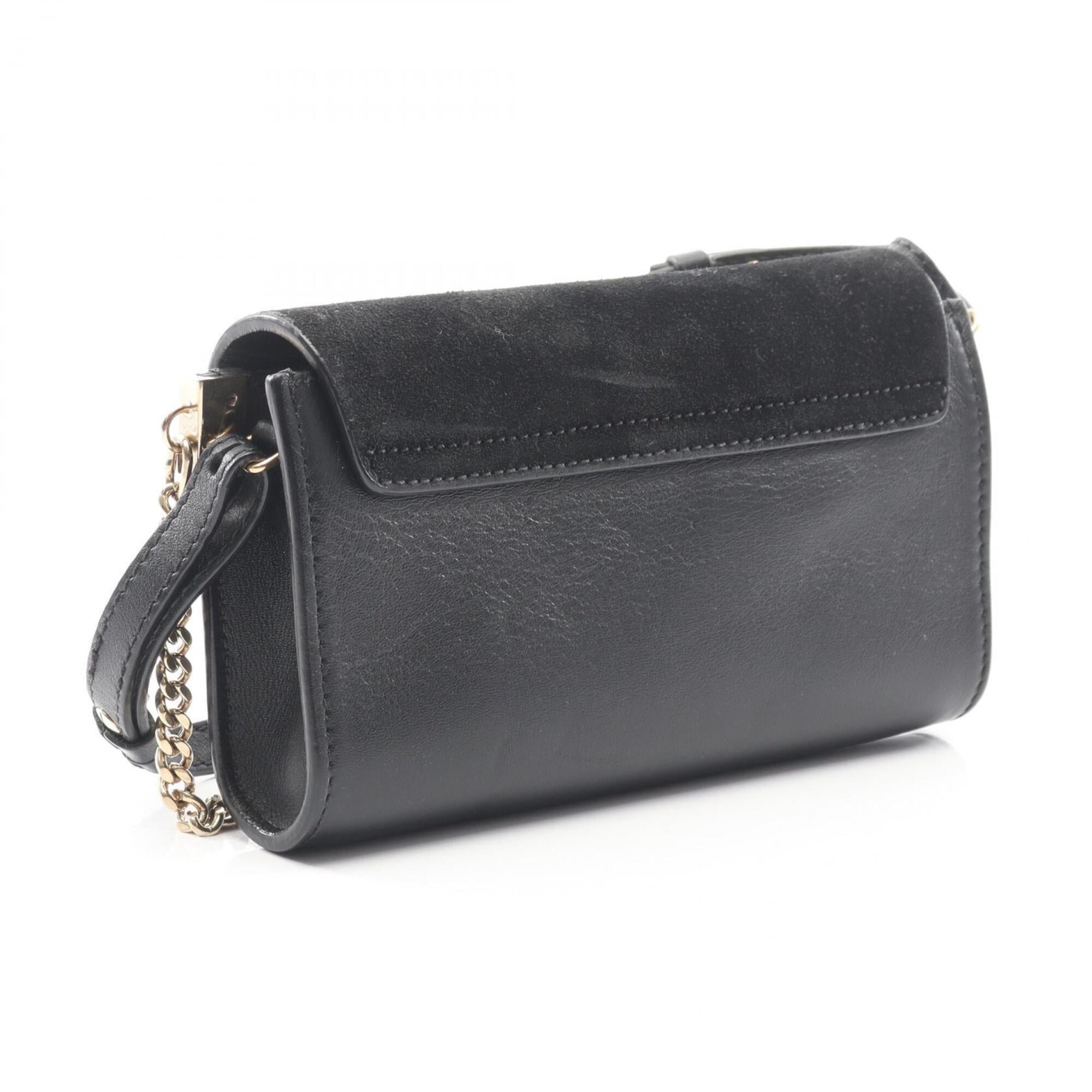 Chloé Black Leather Suede Handbag Shoulder Bag (Pre-Owned)