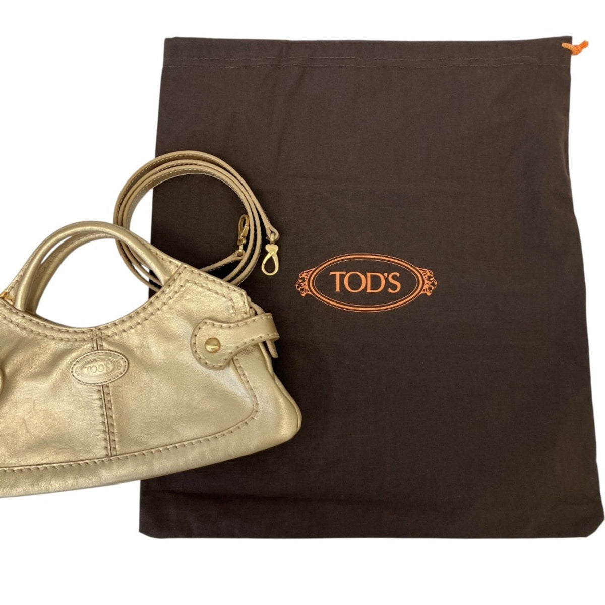 Tod's Gold Leather Handbag Shoulder Bag (Pre-Owned)