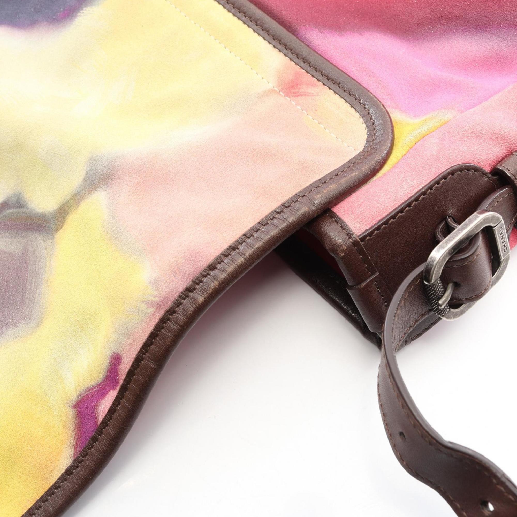 Chanel Brown Multi-Color Suede Leather Shoulder Bag (Pre-Owned)