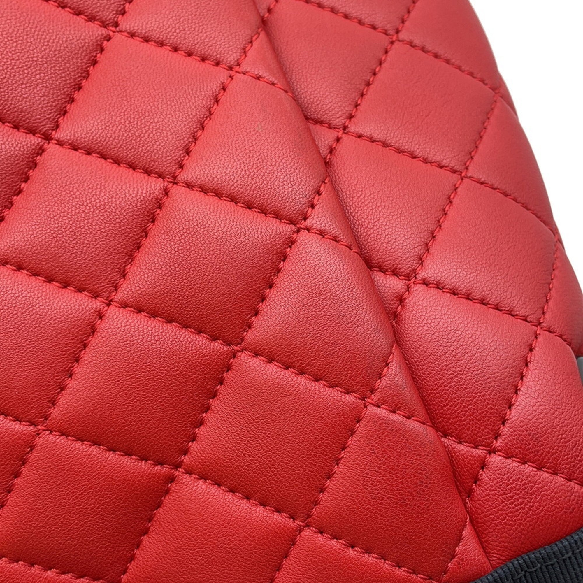 Chanel Black Red Color Leather Shoulder Bag (Pre-Owned)