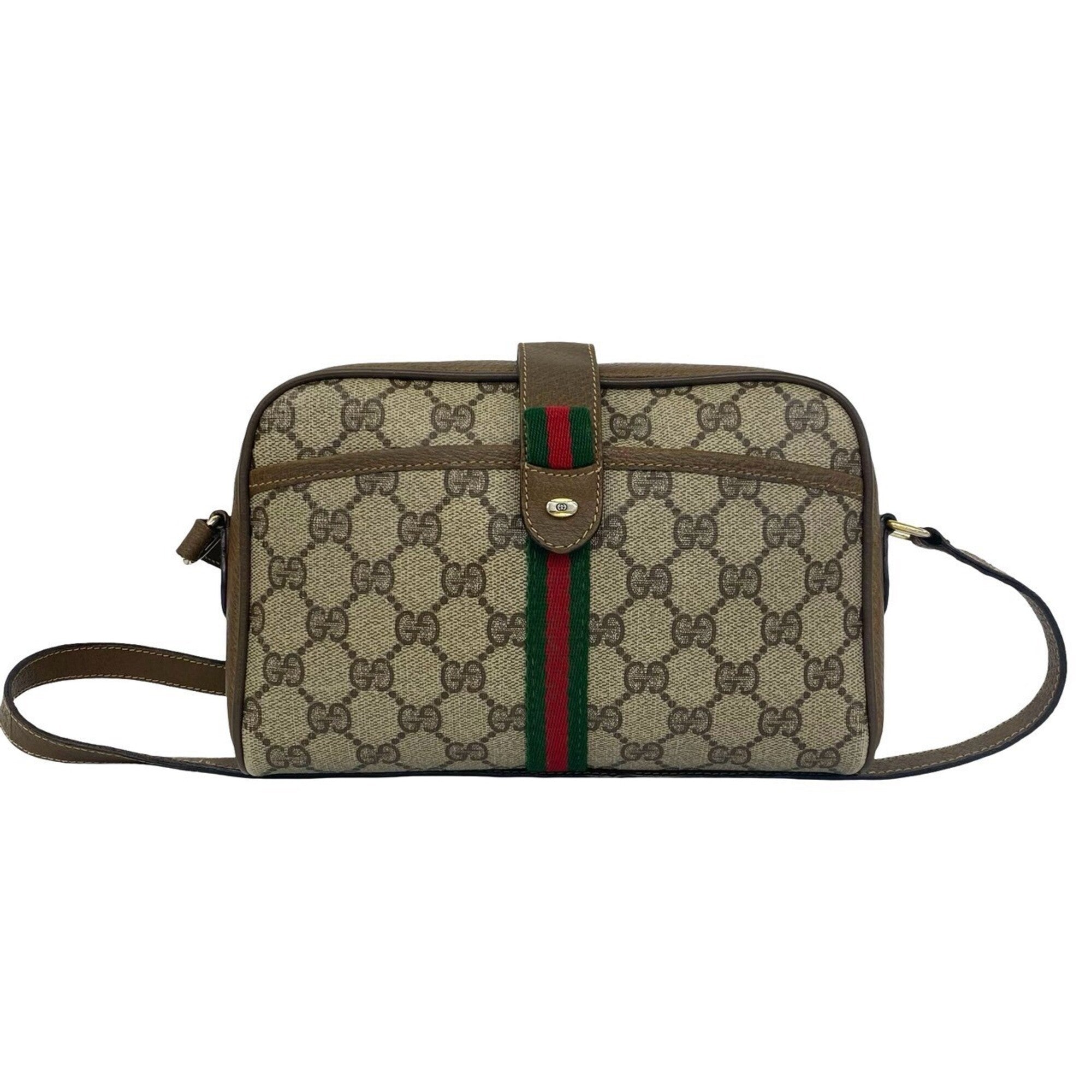 Gucci Brown Green Red Color Leather Pvc Pochette Shoulder Bag (Pre-Owned)