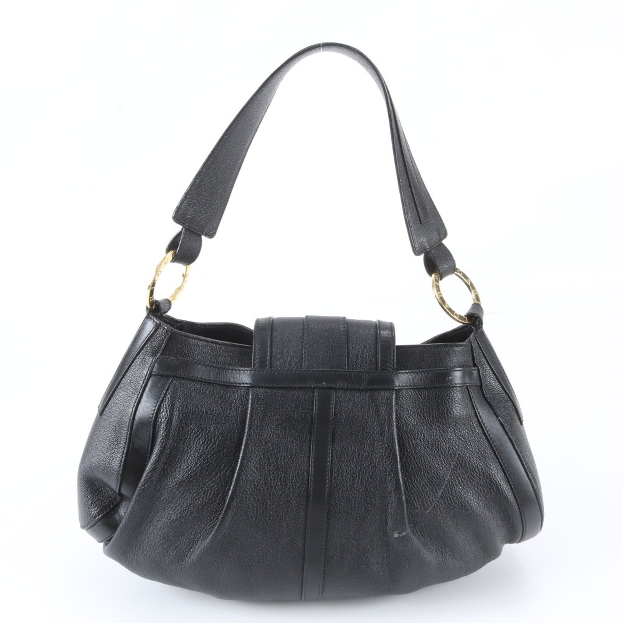 Bvlgari Black Leather Handbag Shoulder Bag Tote Bag (Pre-Owned)