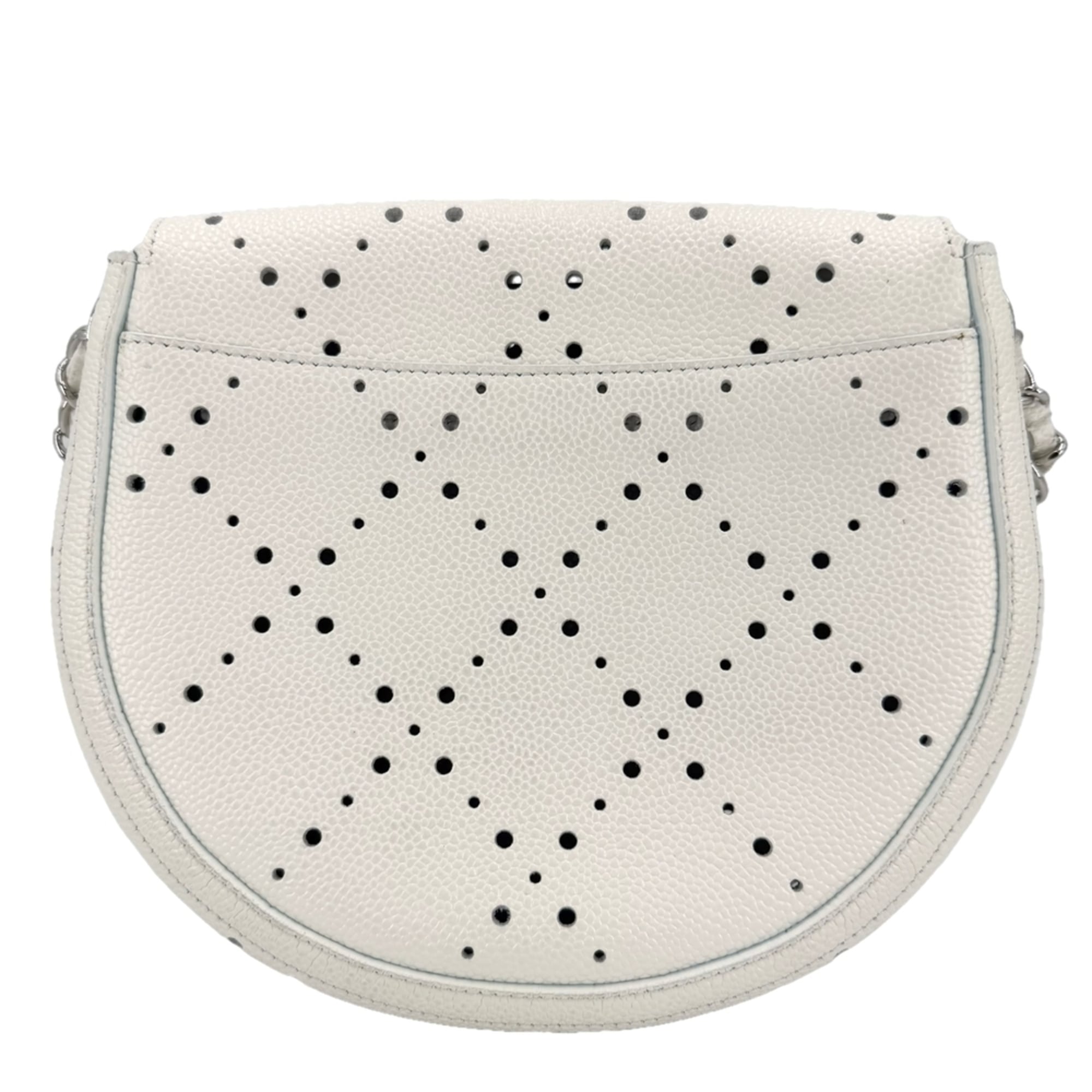 Chanel Brown White Leather Pochette Shoulder Bag (Pre-Owned)