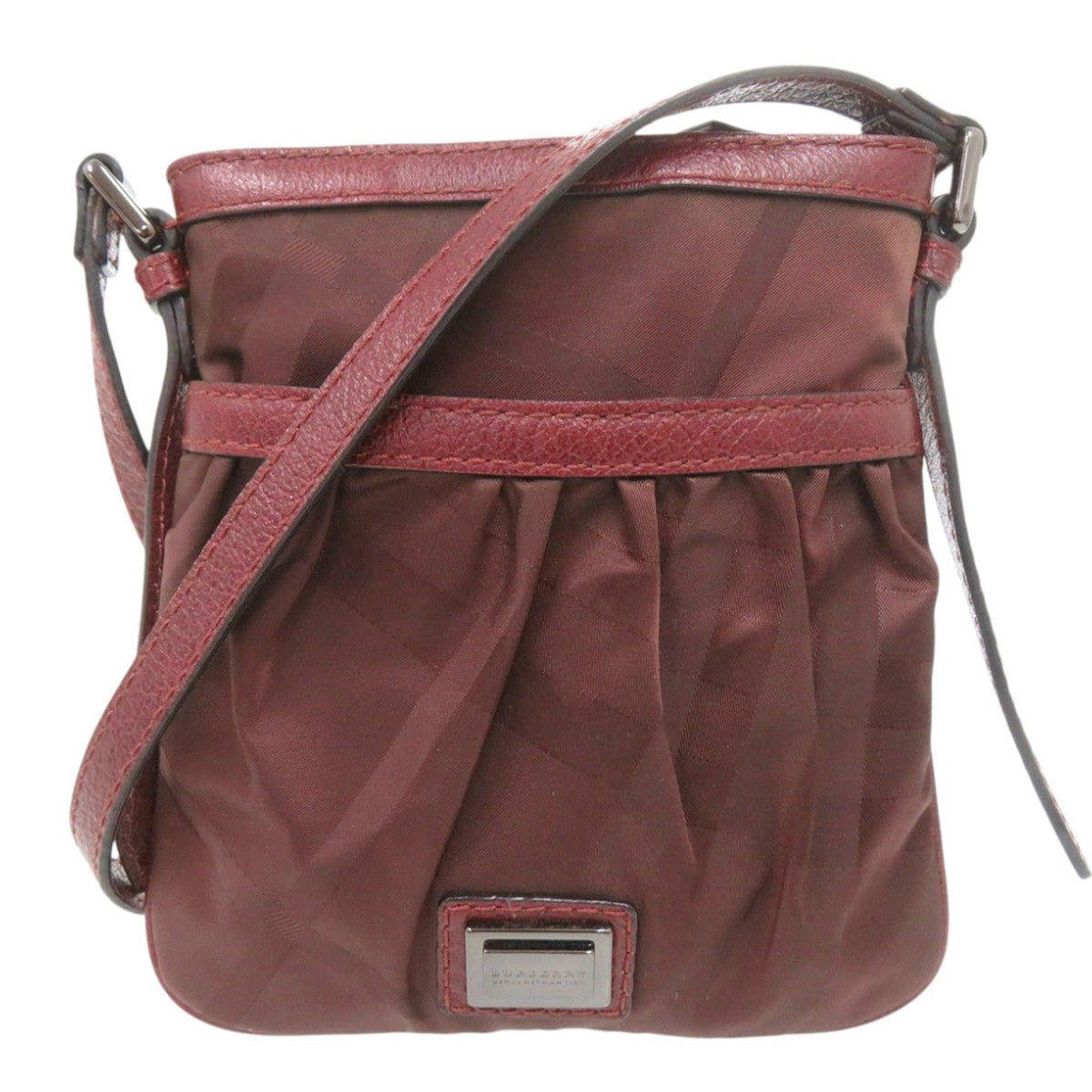 Burberry Bordeaux Nylon Leather Shoulder Bag (Pre-Owned)