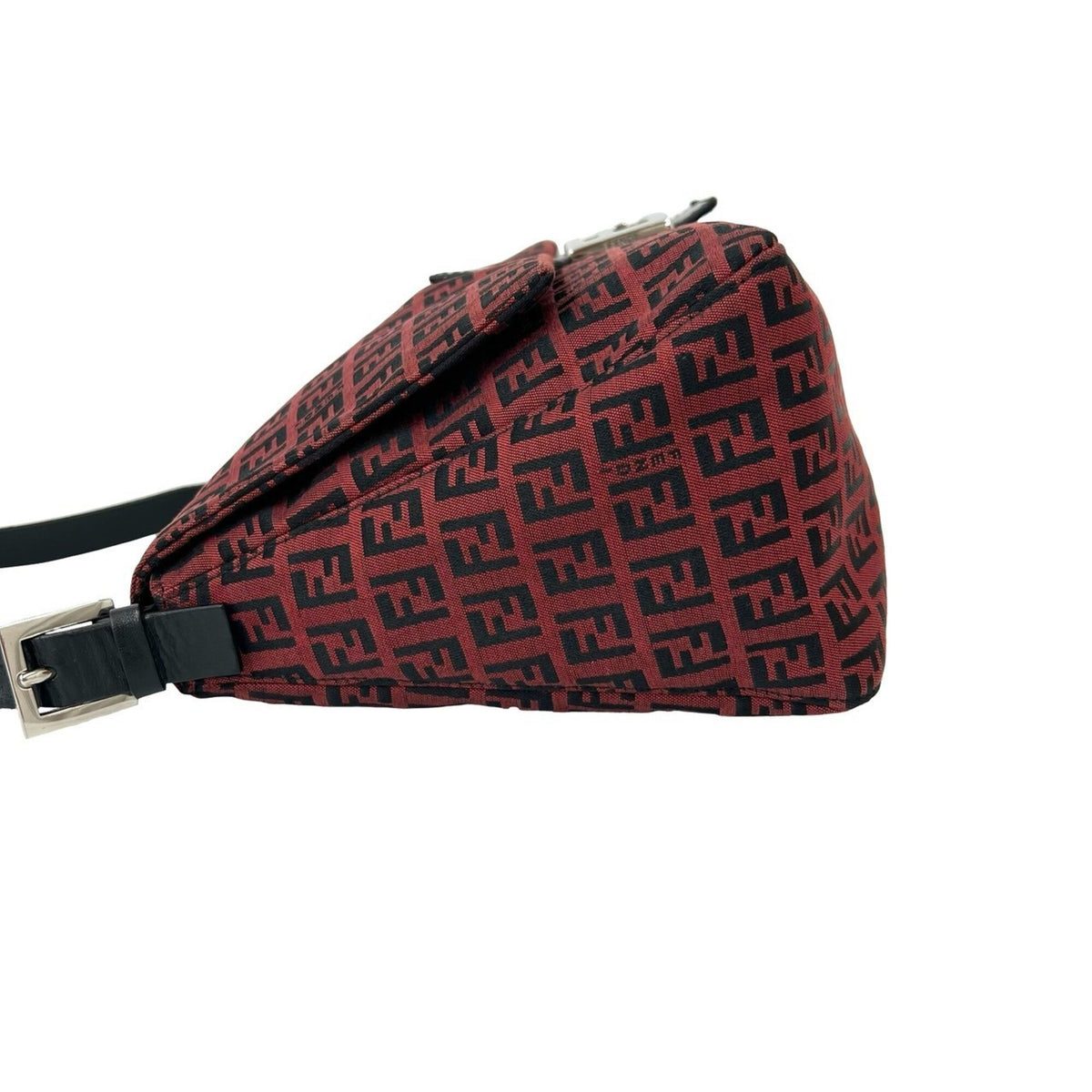 Fendi Black Red Color Canvas Leather Shoulder Bag (Pre-Owned)