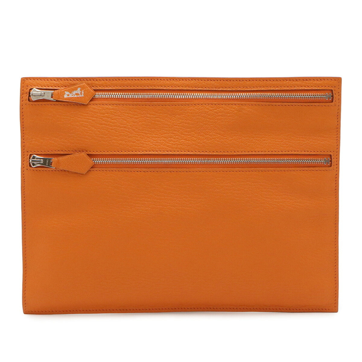 Hermes Orange Leather Clutch Bag Pouch (Pre-Owned)