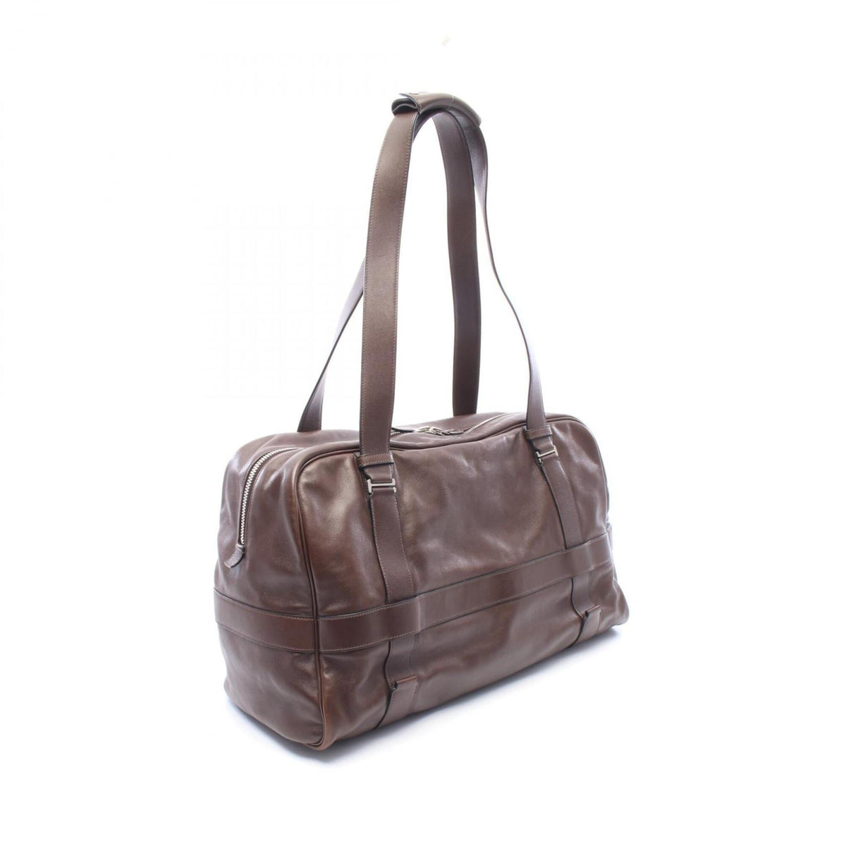 Hermes Brown Leather Boston Bag Handbag (Pre-Owned)