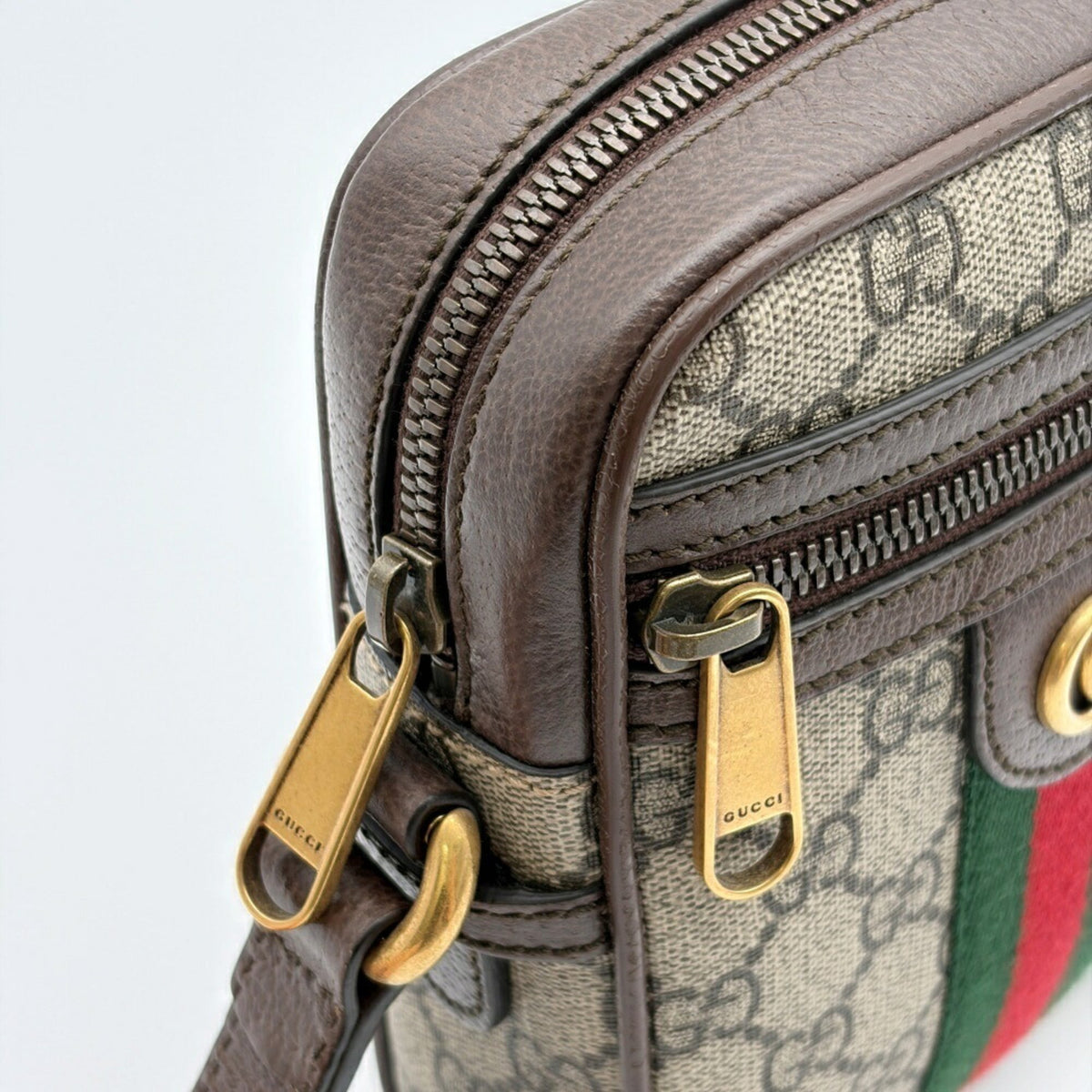 Gucci Beige Brown Gg Supreme Canvas Leather Shoulder Bag (Pre-Owned)