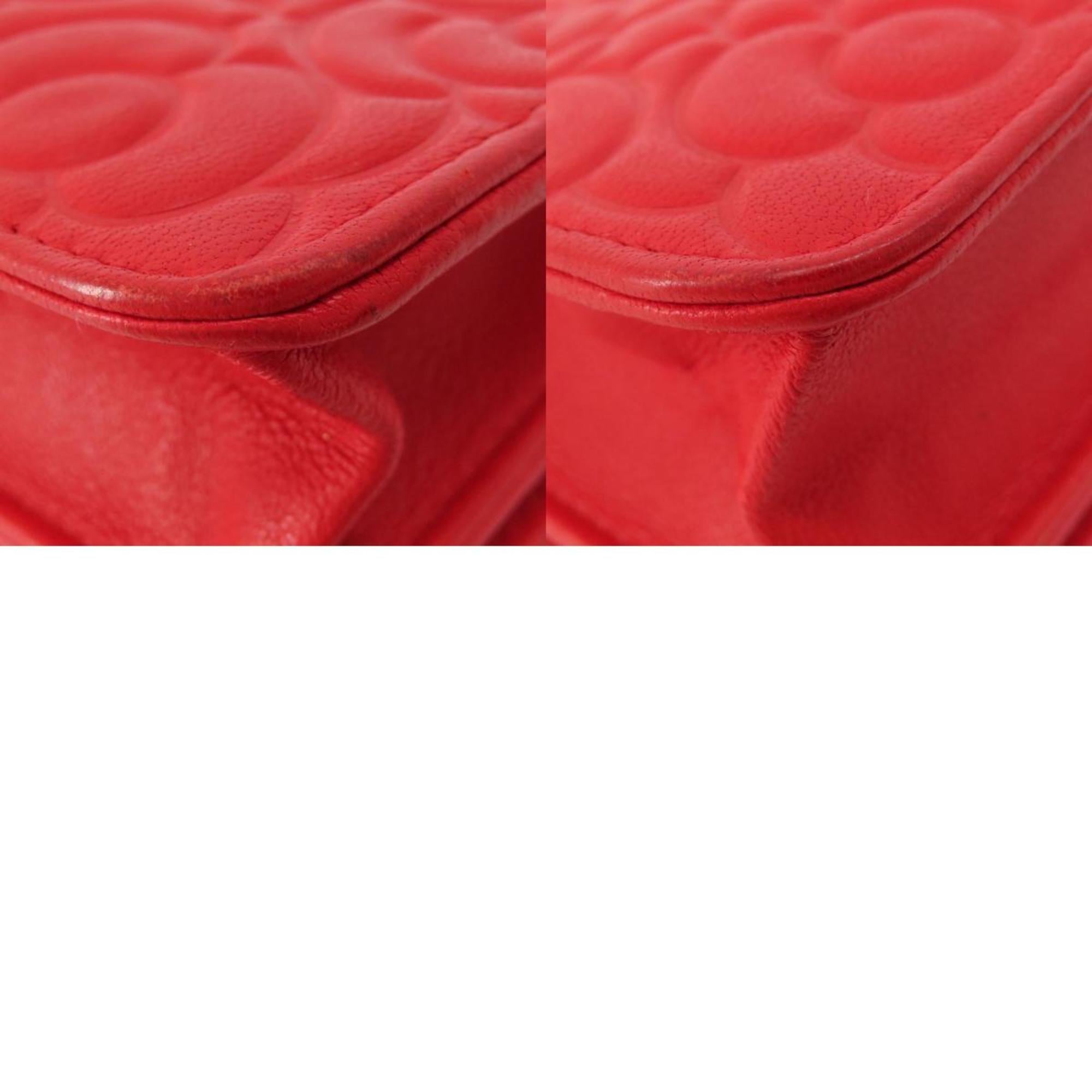 Chanel Red Color Leather Chain/Shoulder Wallet (Pre-Owned)
