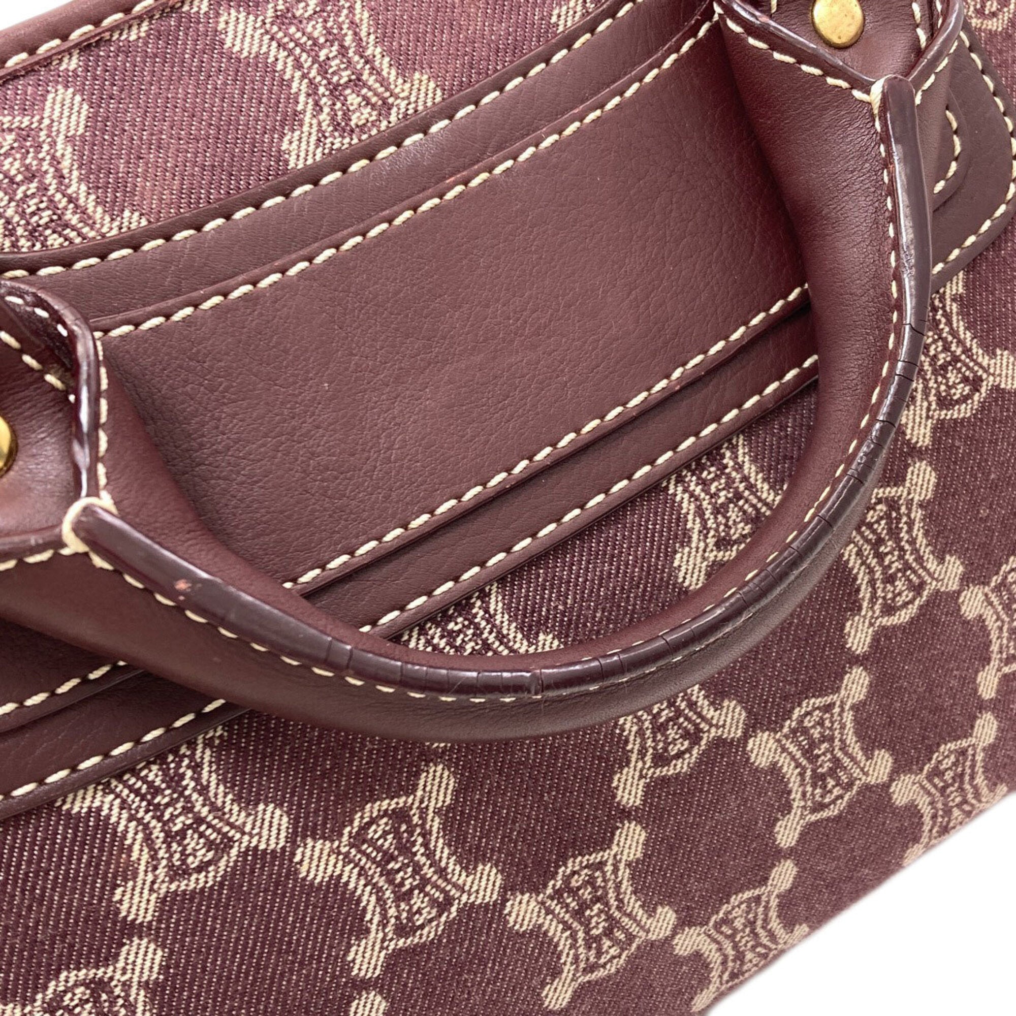 Celine Bordeaux Canvas Handbag (Pre-Owned)