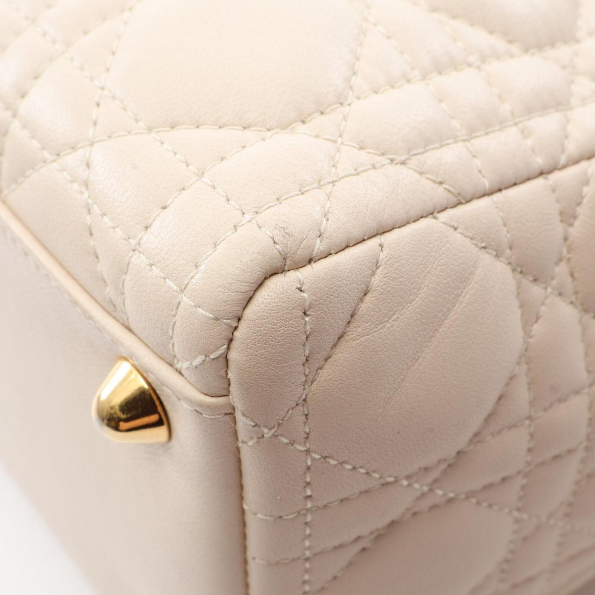 Christian Dior Lady Dior Ivory Leather Handbag (Pre-Owned)